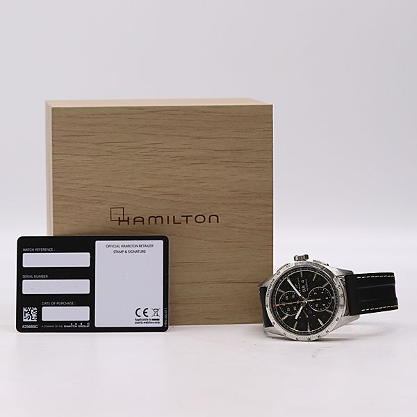  稼働 箱|保付 ハミルトン ブロードウェイ オートクロノ H435160 AT|自動巻 黒文字盤 メンズ腕時計 5969700 3PRT ABC19573 KMT 定番アイテム 自動巻き時計 腕時計(アナログ)