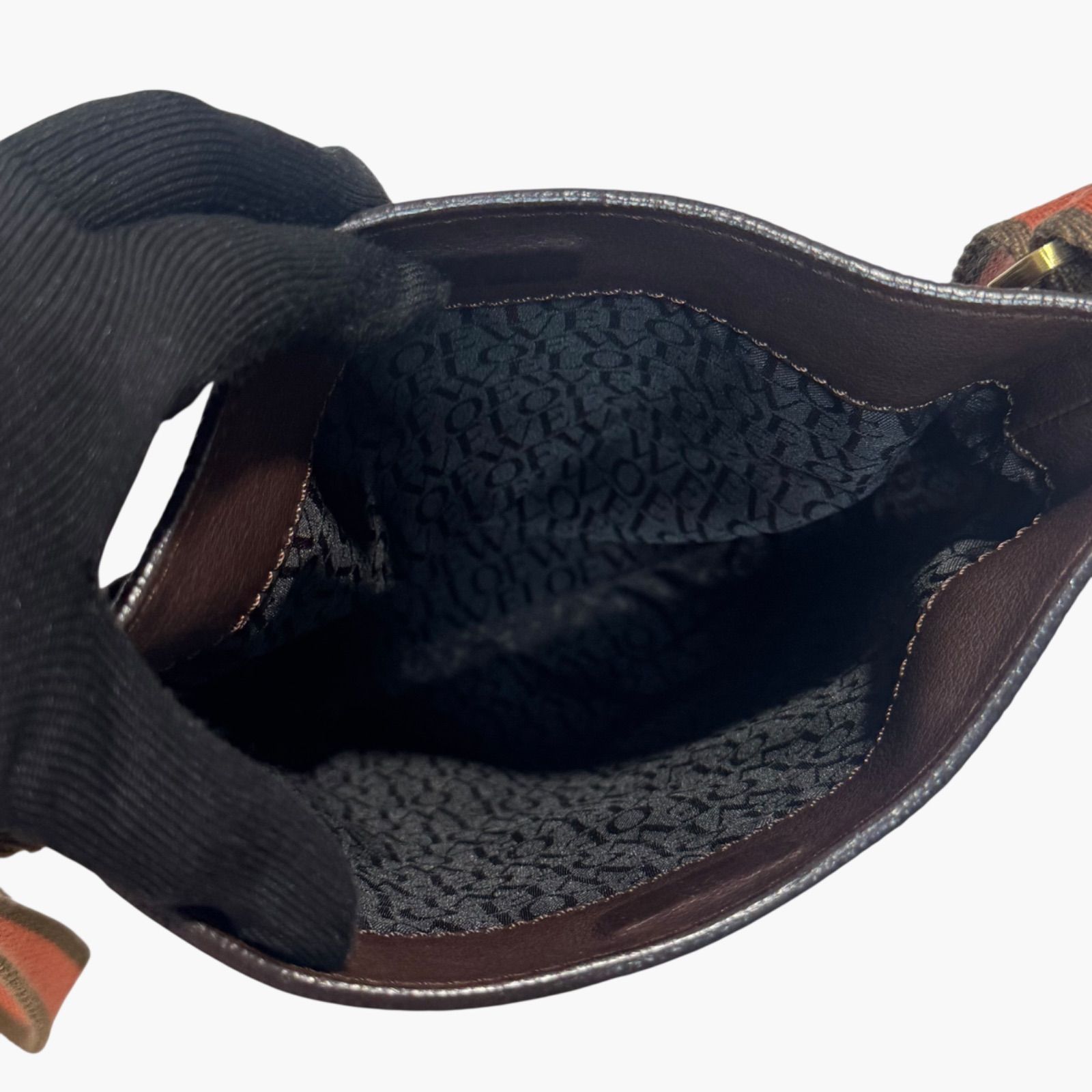LOEWE Leather Shoulder Bag Dark Brown Vintage Style