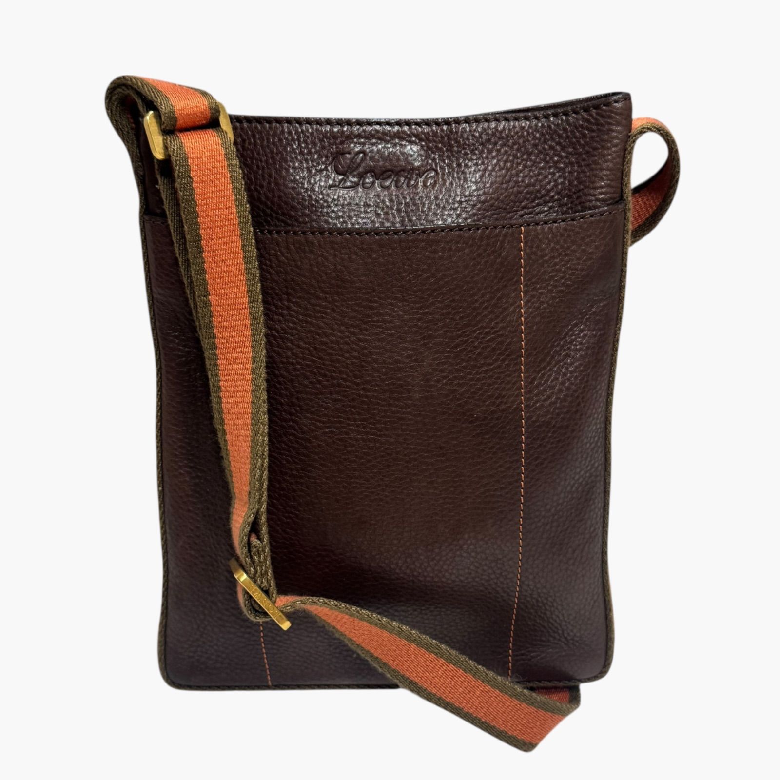 LOEWE Leather Shoulder Bag Dark Brown Vintage Style LOEWE Leather Shoulder Bag Dark Brown Vintage Style