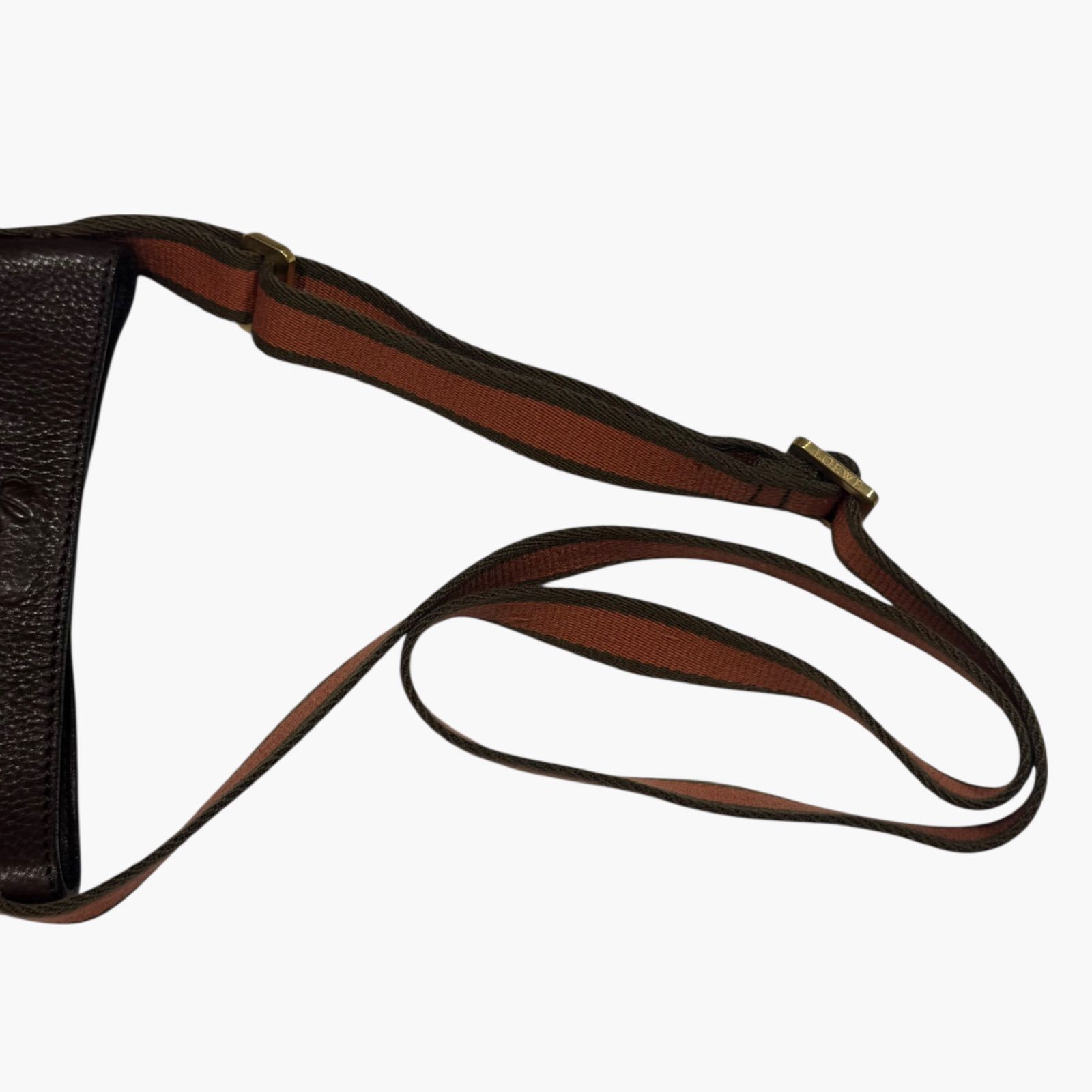 LOEWE Leather Shoulder Bag Dark Brown Vintage Style Crossbody 超美 
