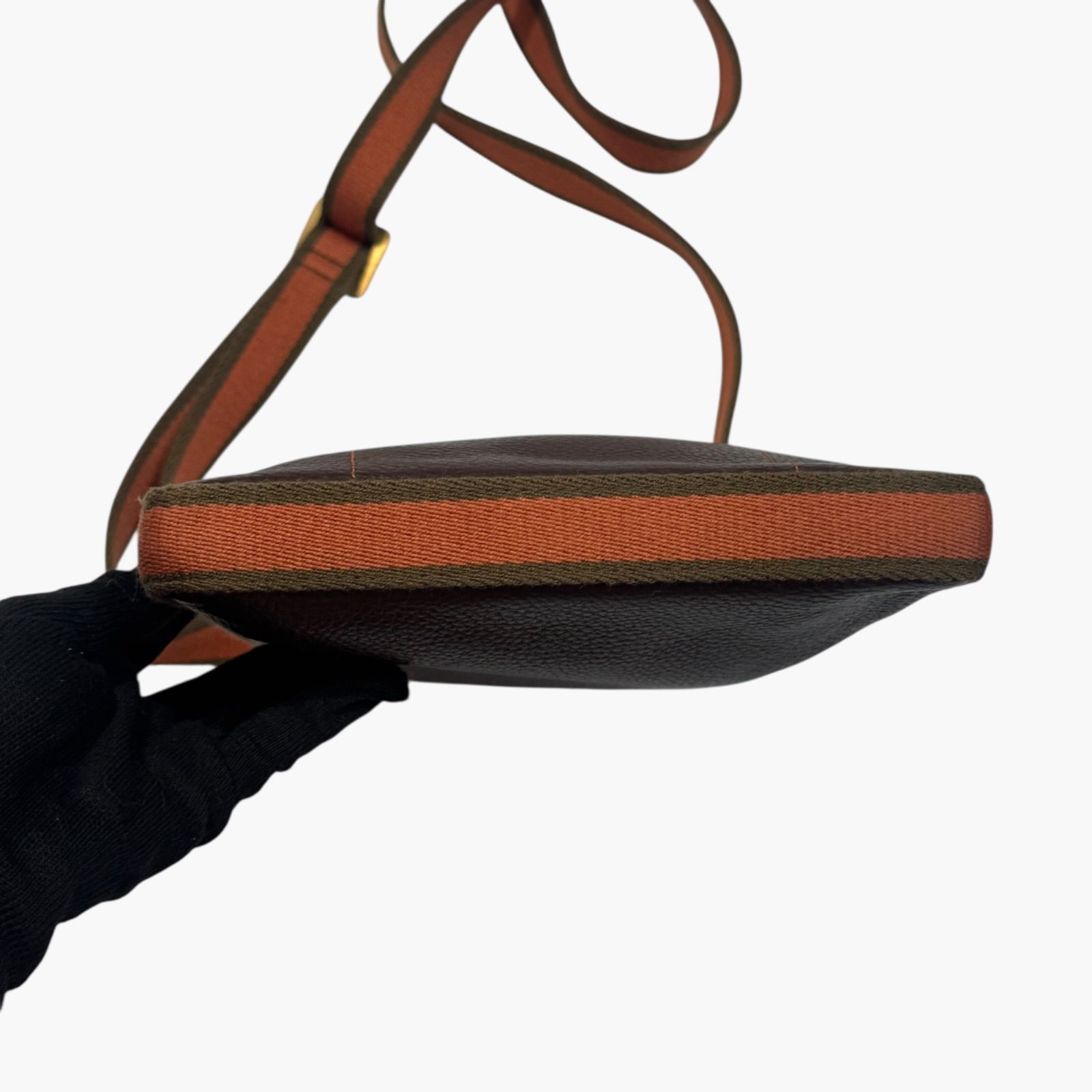 LOEWE Leather Shoulder Bag Dark Brown Vintage Style