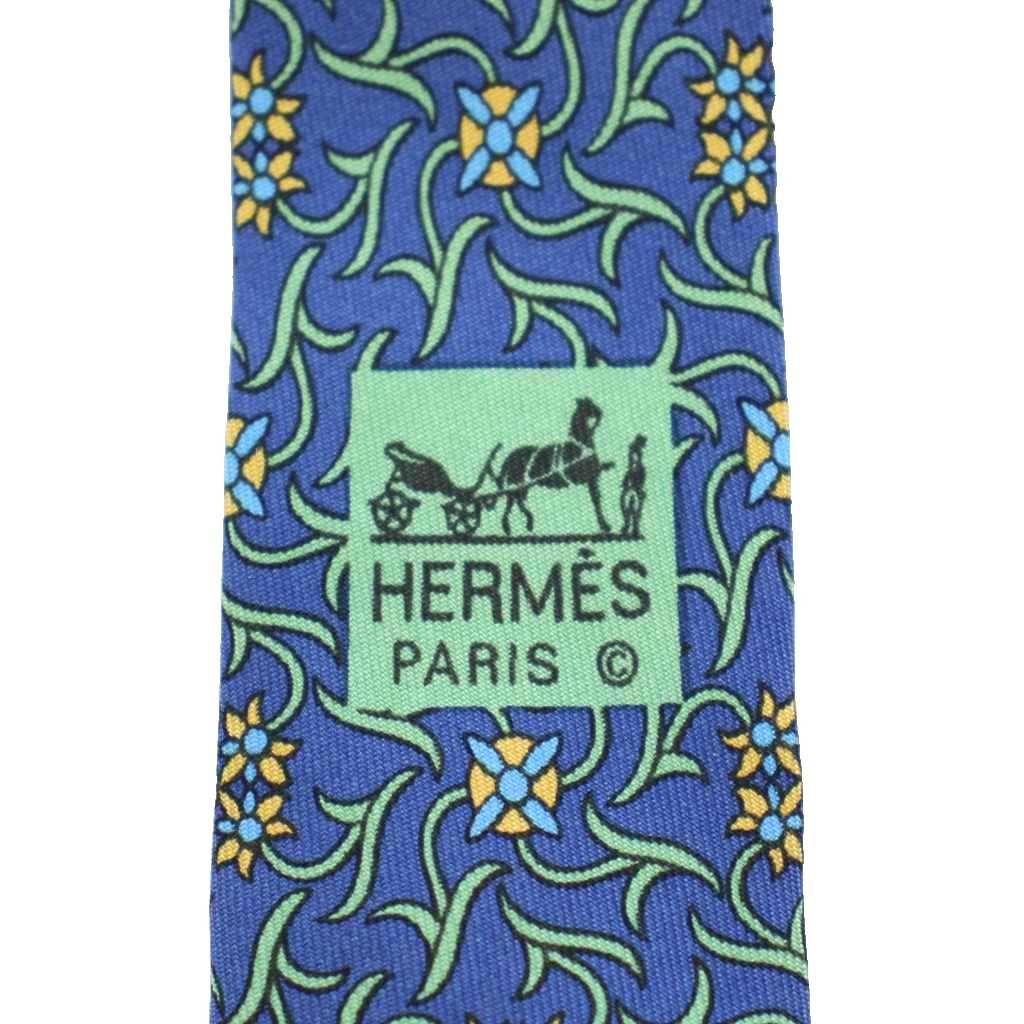 エルメス レギュラータイ ネクタイ 花柄 総柄 シルク 青 ブルー /AN83 エルメス HERMES レギュラータイ ネクタイ 花柄 総柄 シルク 青 ブルー