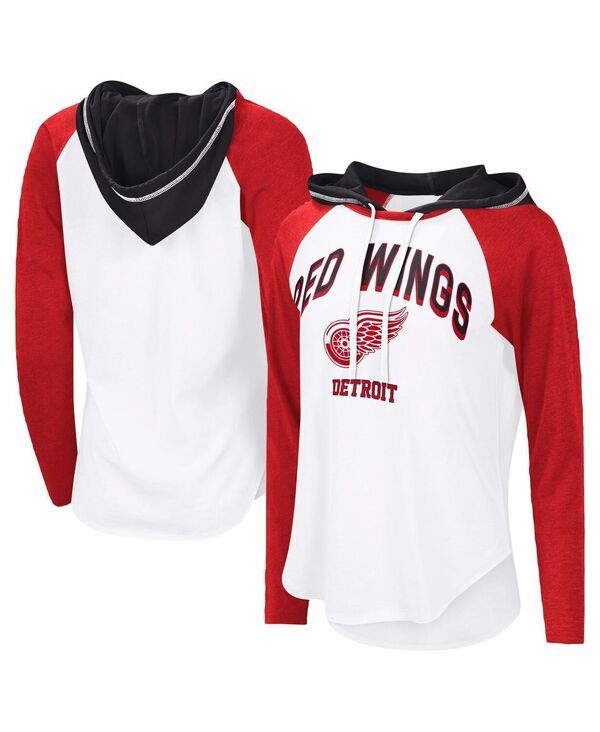 ジースリー フォーハー バイ カール バンクス レディース トップス Tシャツ パーカー GIII 4Her by Carl Banks Womens White Detroit Red Wings VIP Raglan Long Sleeve Hoodie
