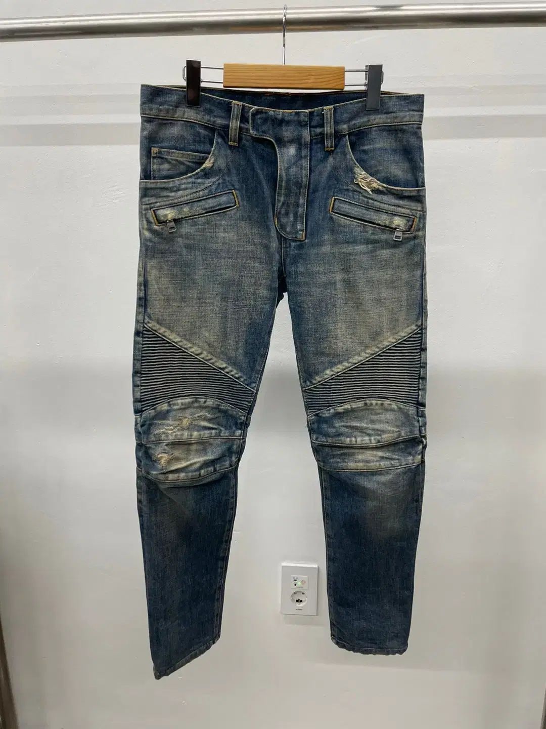 大人気，HOT】 31インチ) BALMAIN バルマン バイカー デニム