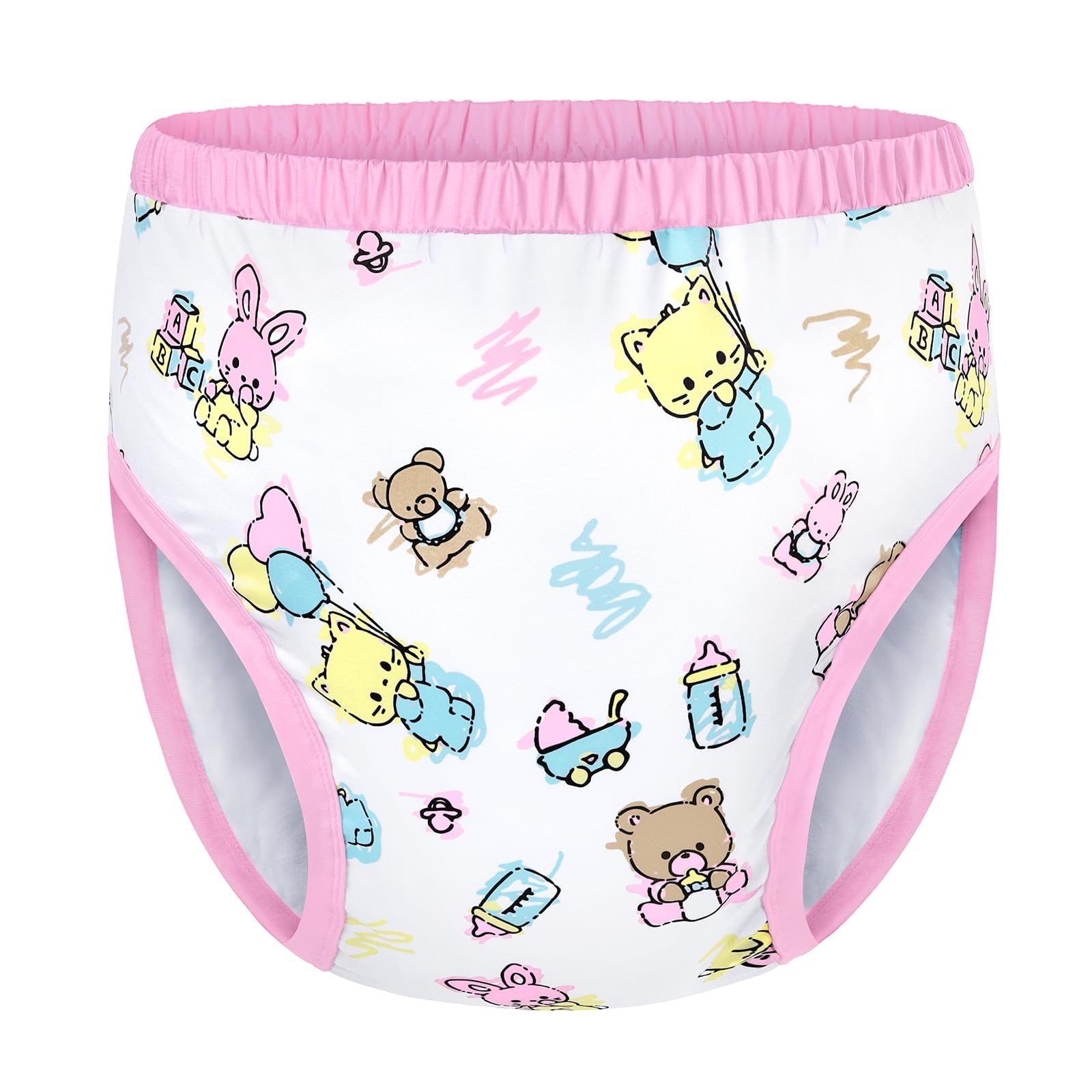 新品 LittleForBig大人用シルキー単体で使えるトレーニングパンツ【保育園】総柄 吸収・防漏・通気性 ストレッチウェストで快適 洗濯可 ピンク M