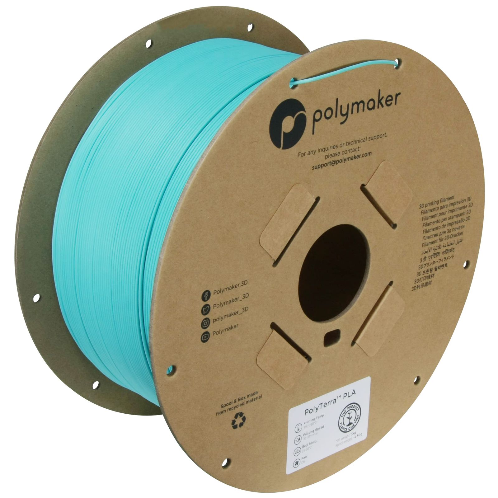 新品 ポリメーカ(Polymaker) 3Dプリンタ―用フィラメント PolyTerra PLA 1.75mm径 3000g大容量 Arctic Teal