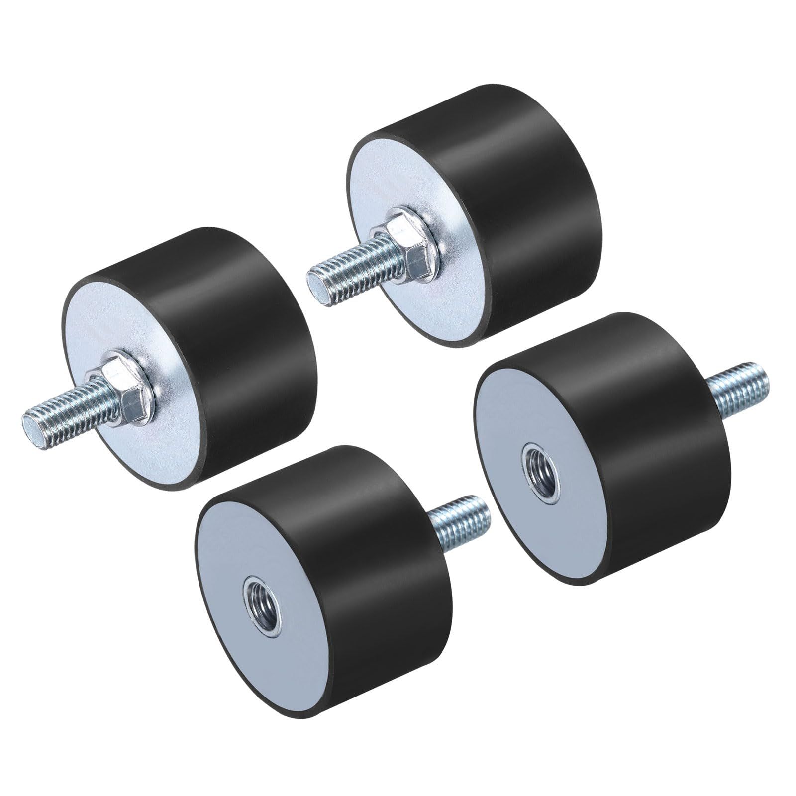 新品 uxcell 4個 丸形防振ゴム M10×28mm 片面ボルトタイプ 50×30mm オスメス兼用 M10ナット付き 防振動絶縁マウント 車用ボビン 発電機 空気圧縮機用