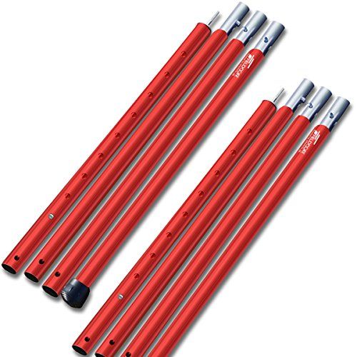 新品 FIELDOOR アルミテントポール 【2本セット / レッド】 4本連結 