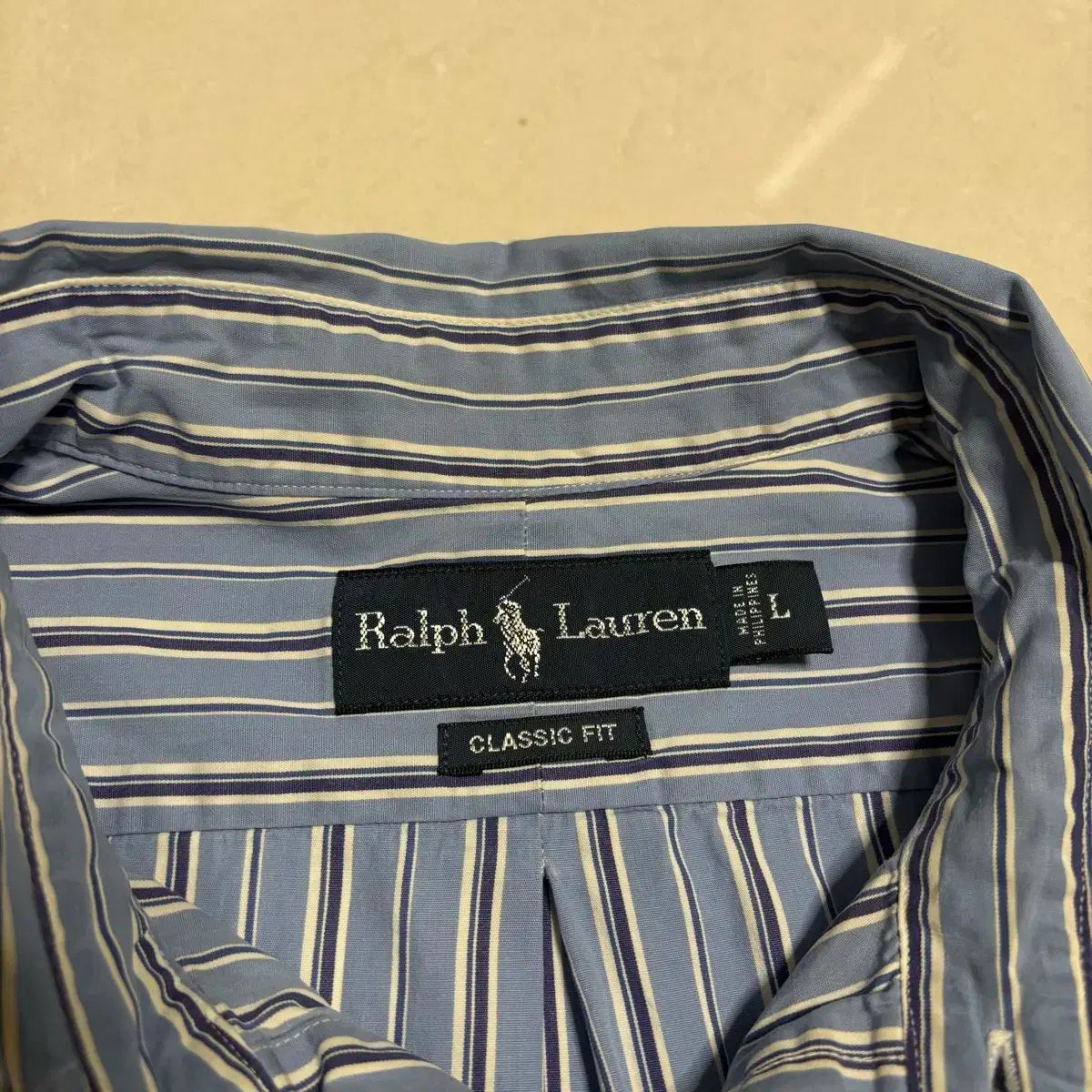 正規品 ポロ Ralph Lauren(ラルフローレン) 青 ストライプ 半袖 シャツ