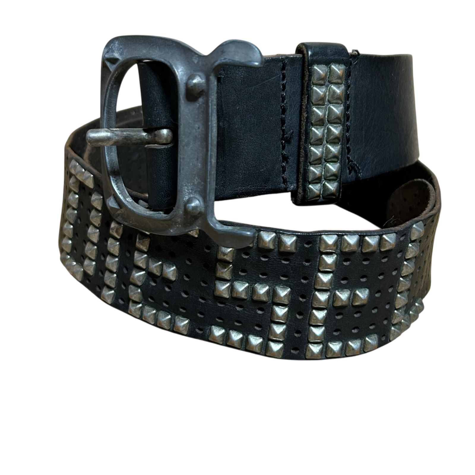希少】DIESEL ディーゼル スタッズベルト ロゴデザイン 85/34