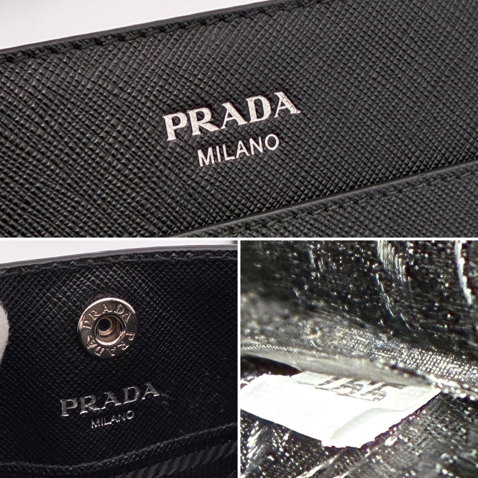 極美品 PRADA プラダ サフィアーノ レザー ショルダーバッグ ブラック 