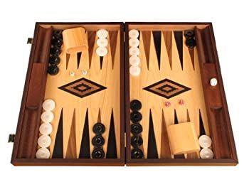 Ebony Zebrano Wood Backgammon Set - Board Game - Large - Oak