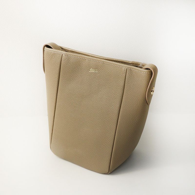 極美品 ビュレ BEAURE レザーショルダーバッグ＼ベージュ バケツ型 
