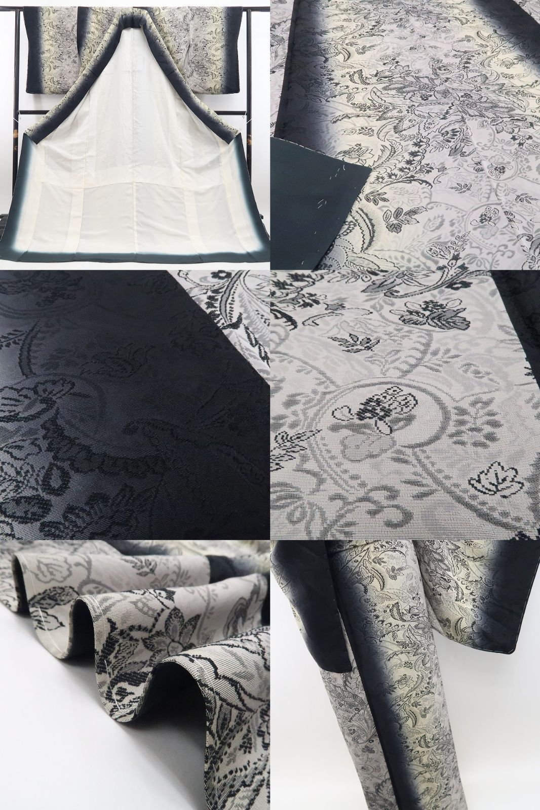 ❁tomihisa❁新品 更紗 縦暈し 着物 正絹 仕付け糸付 トール ❁tomihisa❁新品 更紗 縦暈し 着物 正絹 仕付け糸付 トール