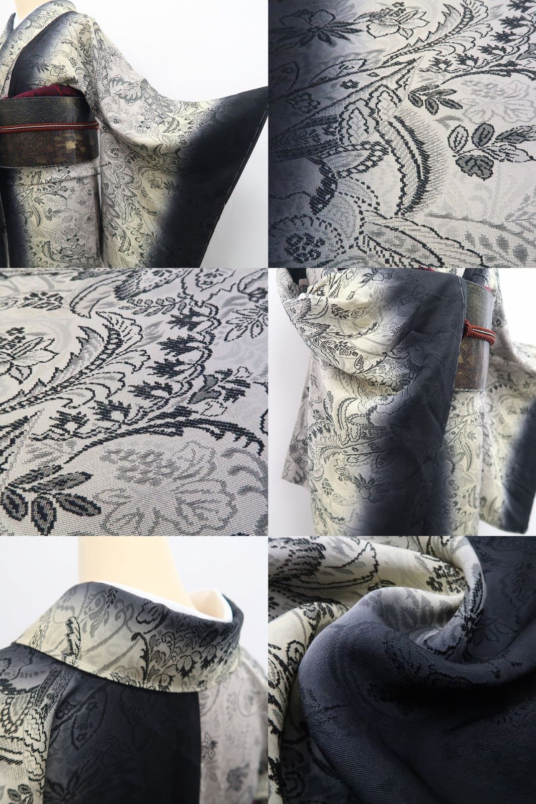 ❁tomihisa❁新品 更紗 縦暈し 着物 正絹 仕付け糸付 トール ❁tomihisa❁新品 更紗 縦暈し 着物 正絹 仕付け糸付 トール