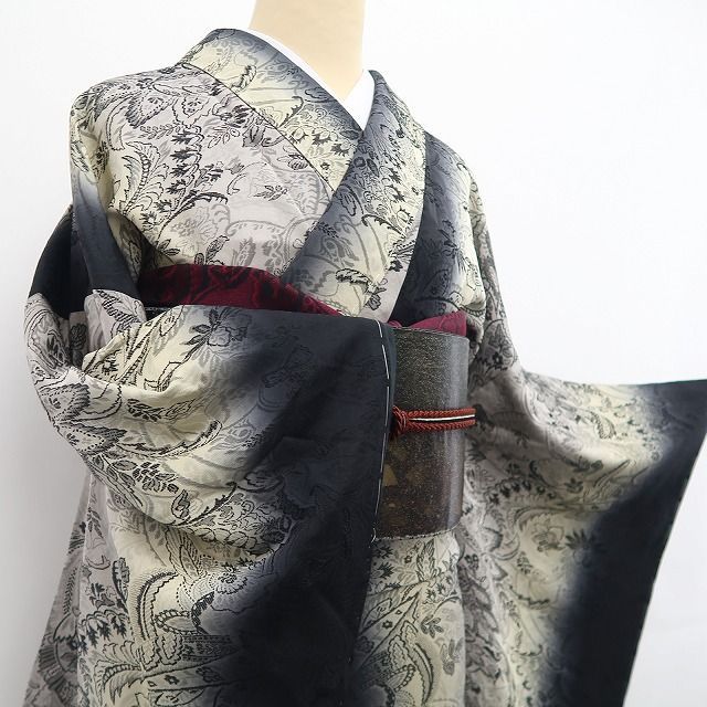 ❁tomihisa❁新品 更紗 縦暈し 着物 正絹 仕付け糸付 トール ❁tomihisa❁新品 更紗 縦暈し 着物 正絹 仕付け糸付 トール