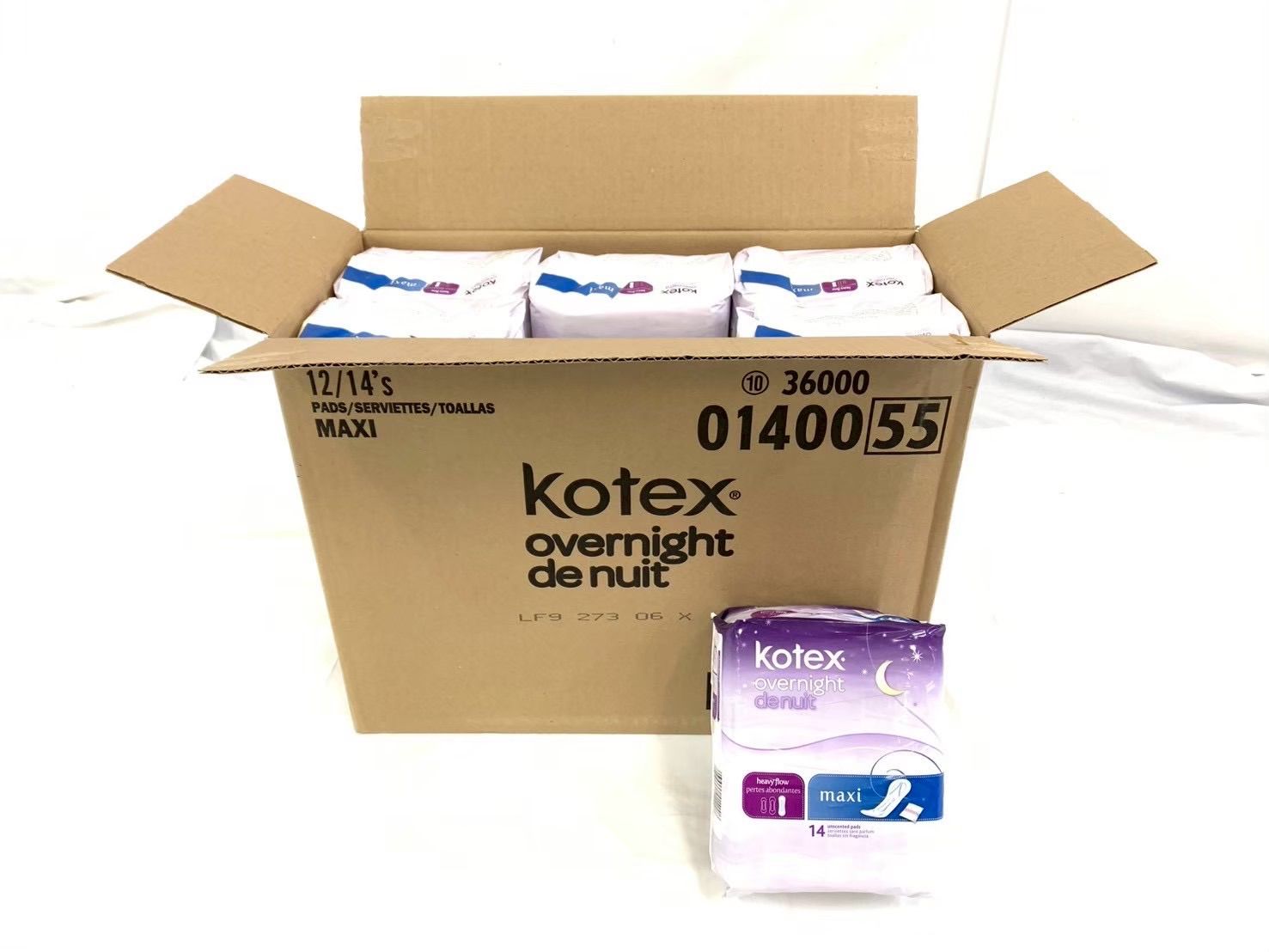 新品　Kotex 夜用ナプキン　１４枚入り×12パック×38箱　大量引き取り限定 Kotex 夜用ナプキン 生理ナプキン 14枚入り×12パック(168枚) overnight