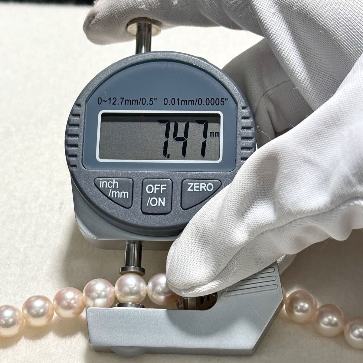 ルビー【照り強】アコヤ真珠 パール ネックレス 7.47～7.85㎜ 41