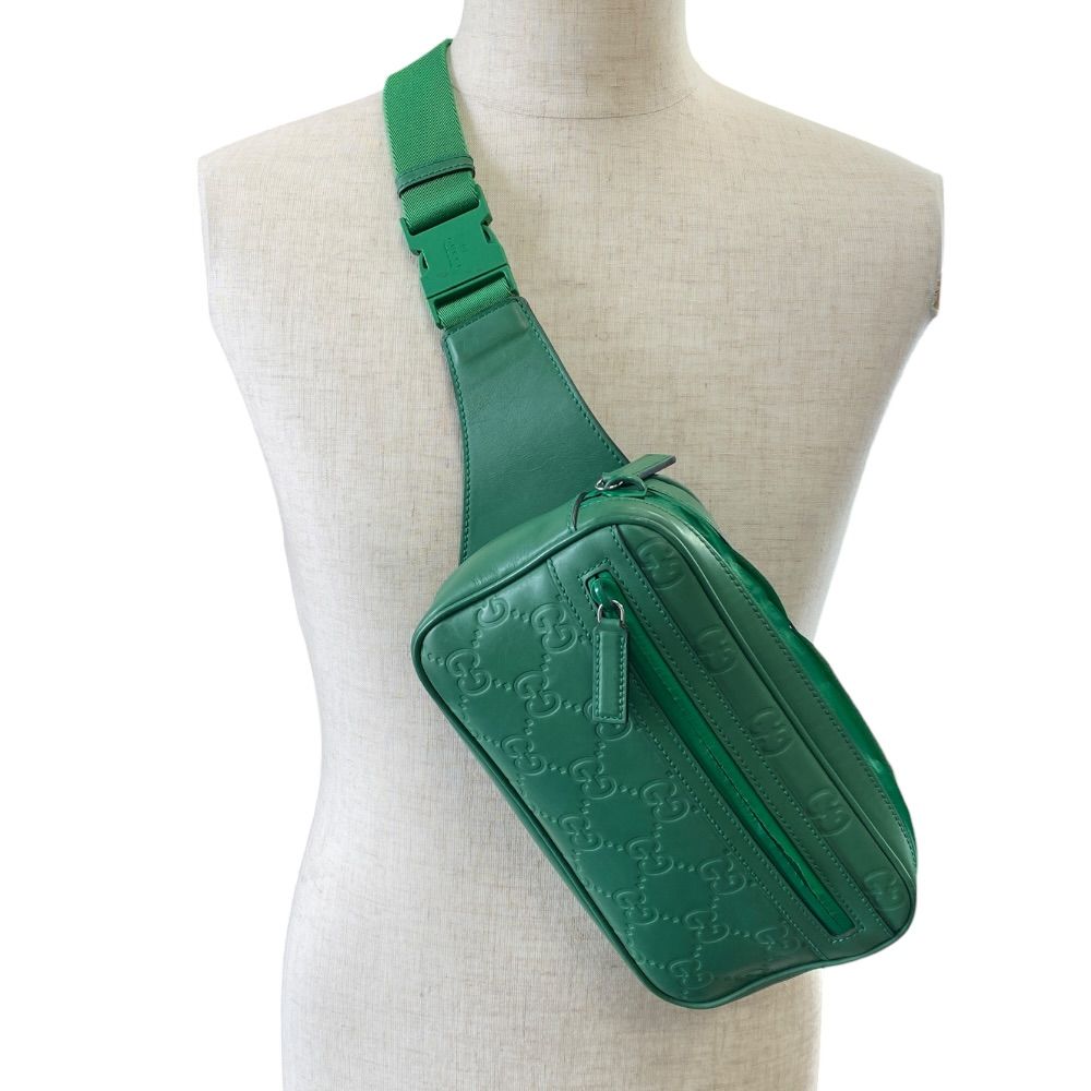 グッチ GUCCI ウエストバッグ 771422 レザーラバーエフェクト GG柄 グッチ GG ラバーエフェクト ボディバッグ ベルトバッグ ショルダー