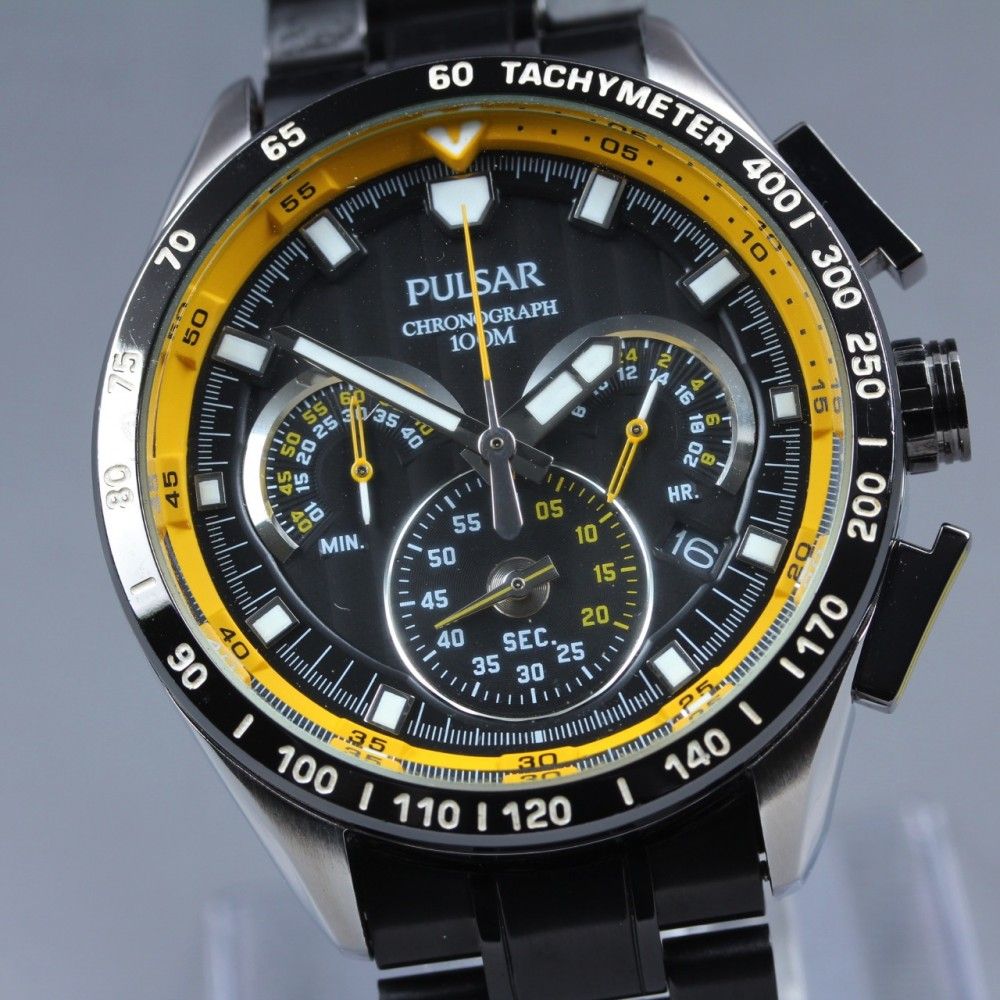 稼働品】SEIKO Pulsar VK63-X001 デイト クロノグラフ クオーツ メンズ 
