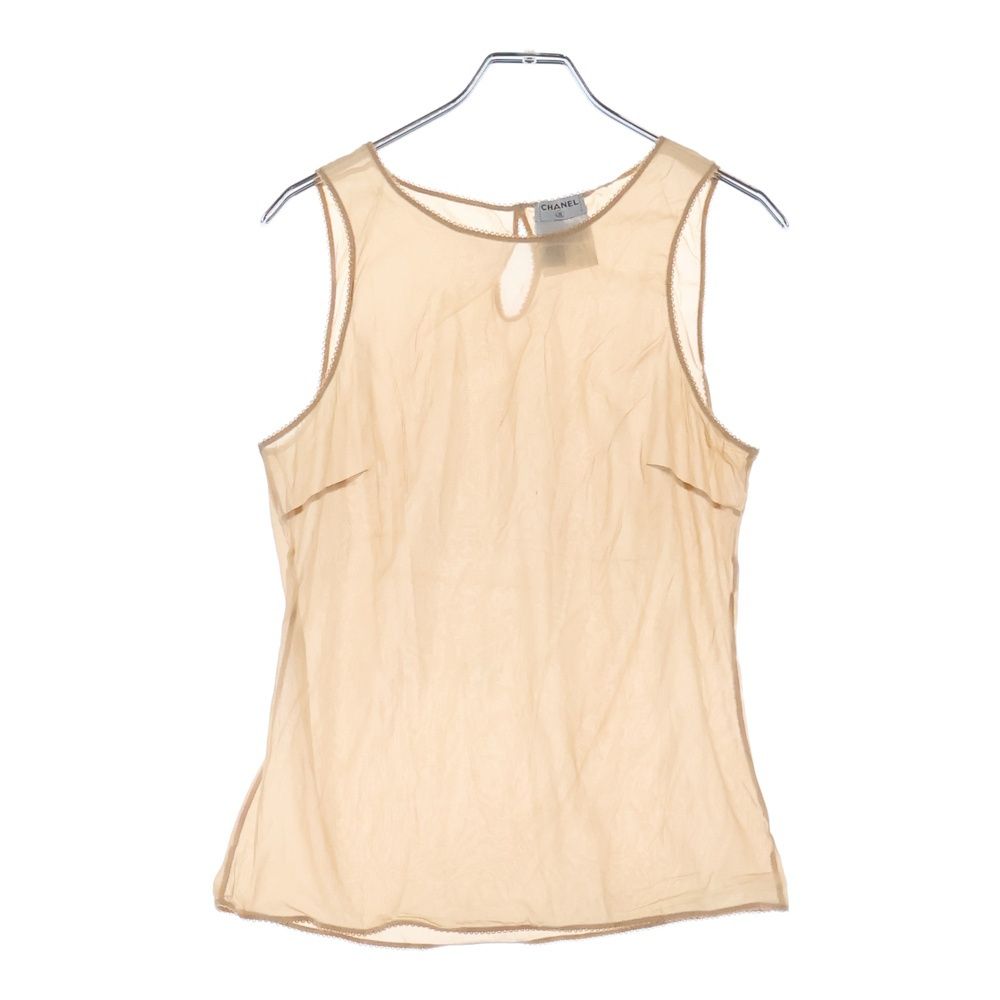 CHANEL (シャネル) シルク トップ ノースリーブ ベージュ P37106 CHANEL (シャネル) シルク トップ ノースリーブ ベージュ P37106