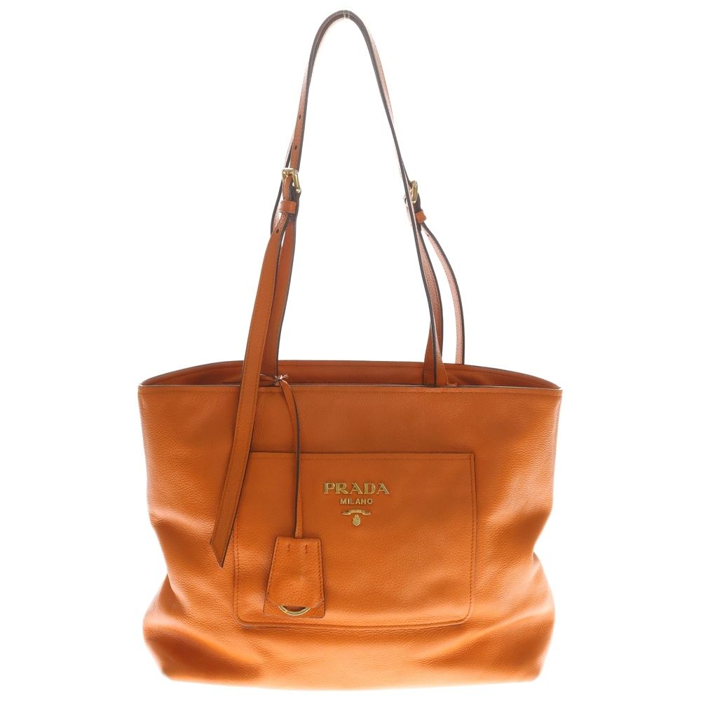 PRADA (プラダ) レザー トートバッグ オレンジ - メルカリ