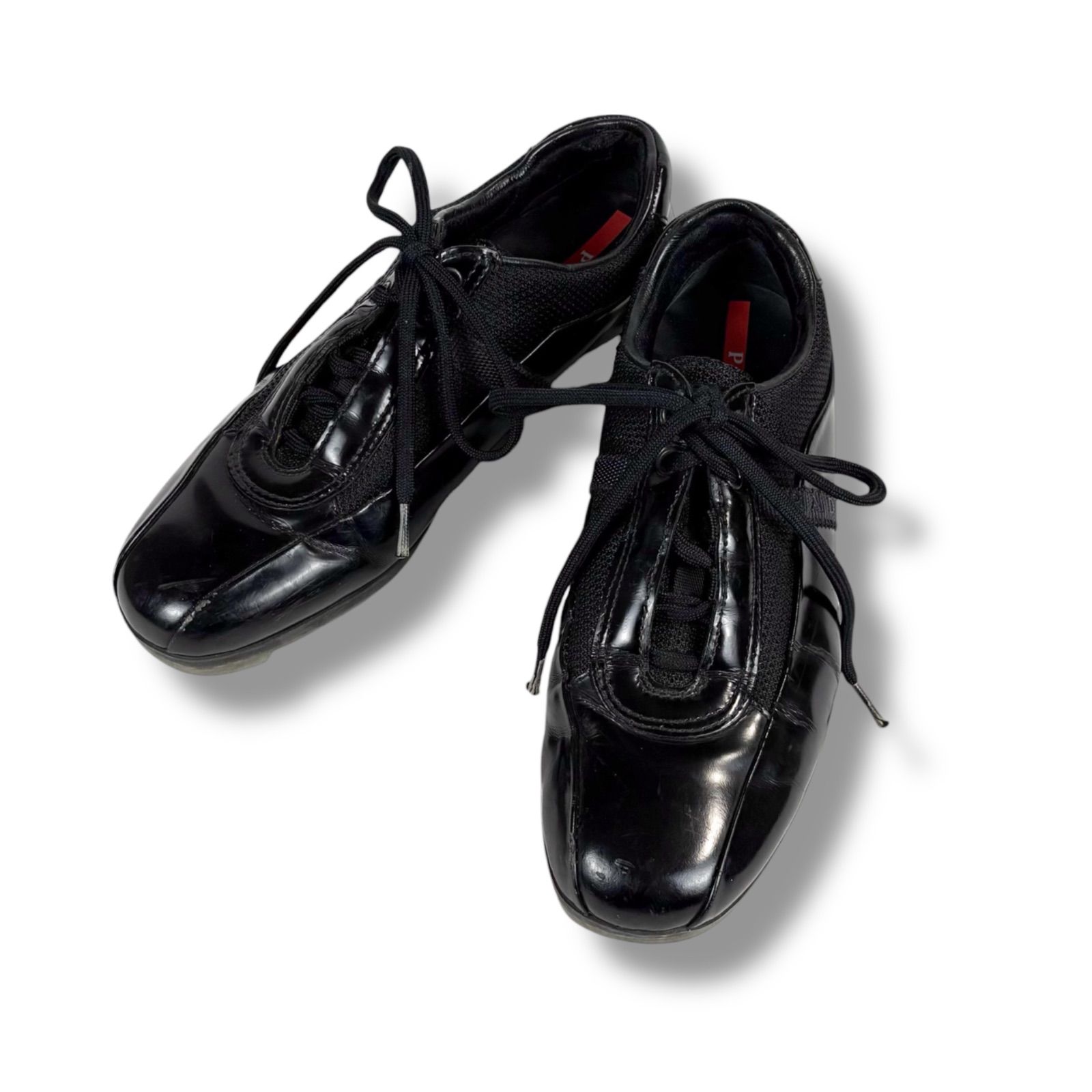 Prada Sports PRADA SPORTS Soccer Shoes Leather Sneakers Black Black 36 Half