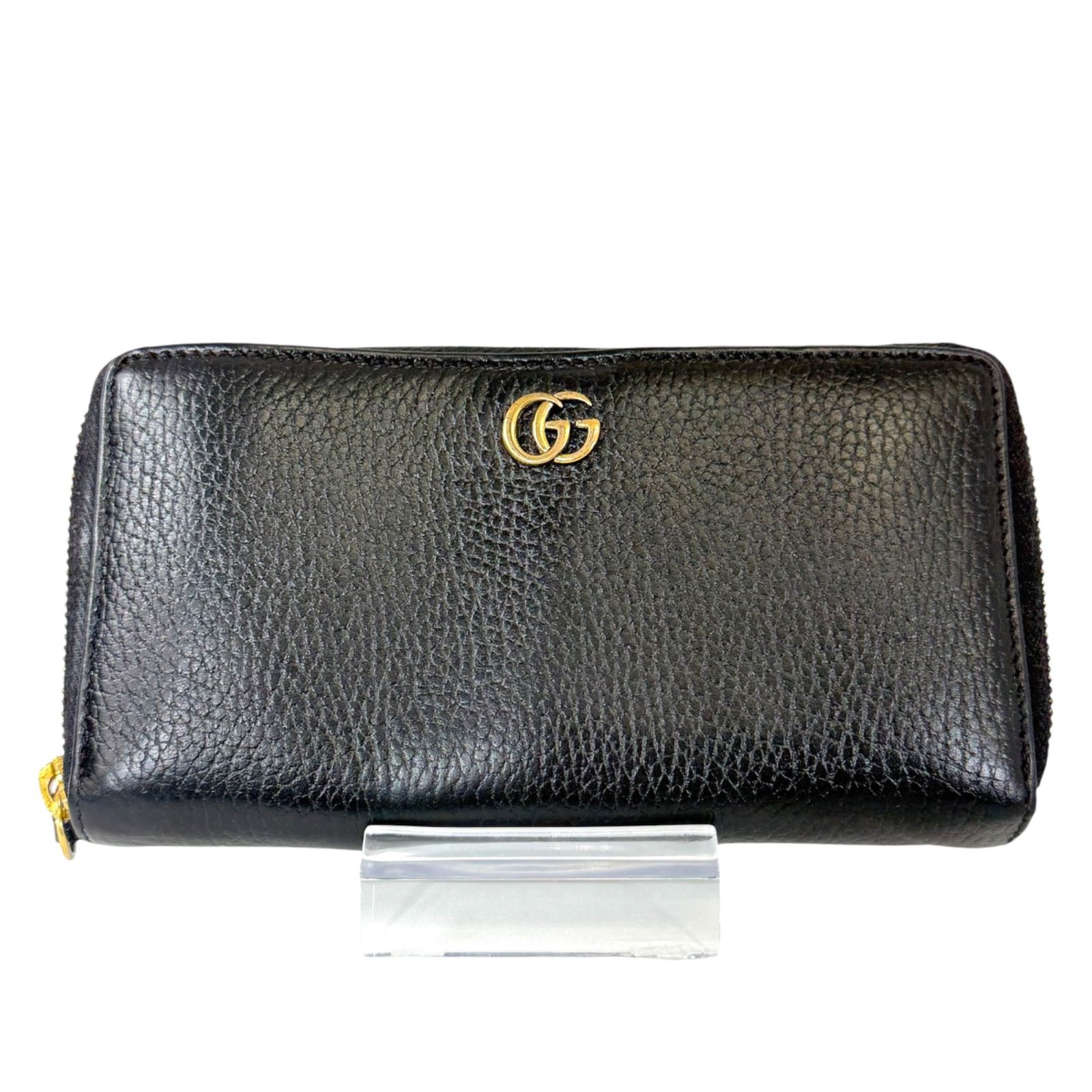 美品】GUCCI グッチ GGマーモント ランドジップ 長財布 ブラック 