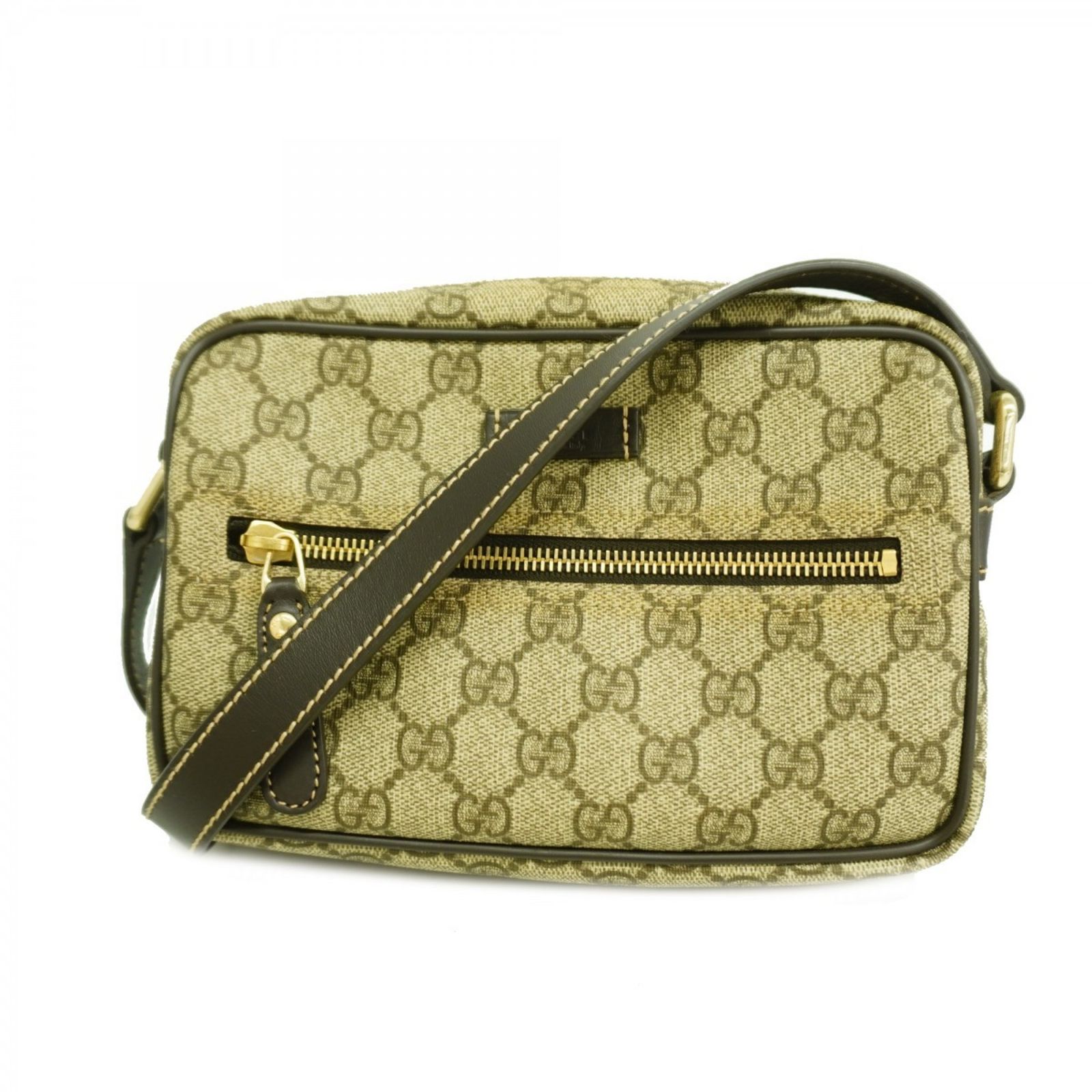 1円 □美品□ GUCCI グッチ 201447 GG柄 PVC×レザー ショルダーバッグ