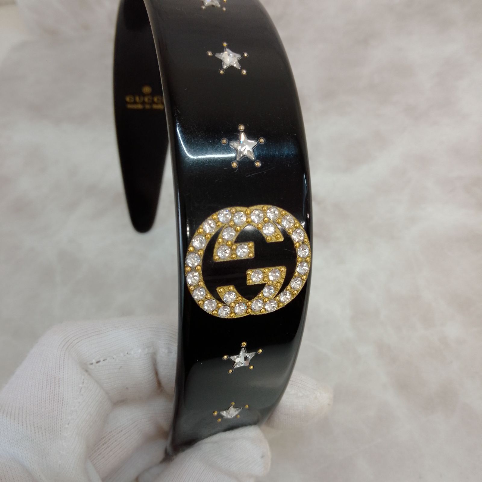 GUCCI クリスタルインターロッキング カチューシャ AQT06 グッチ 美品 クリスタル カチューシャ インターロッキングG ヘア