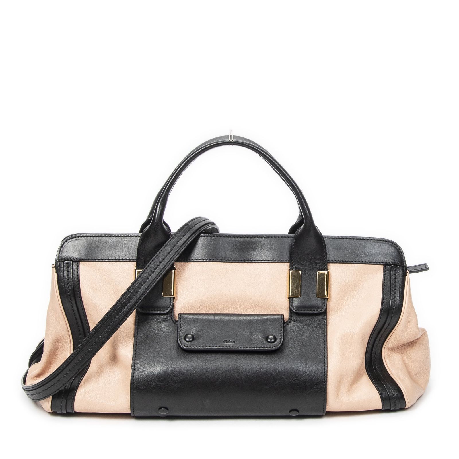 中古] CHLOE クロエミディアム アリス サッチェルピンク、黒カーフ 