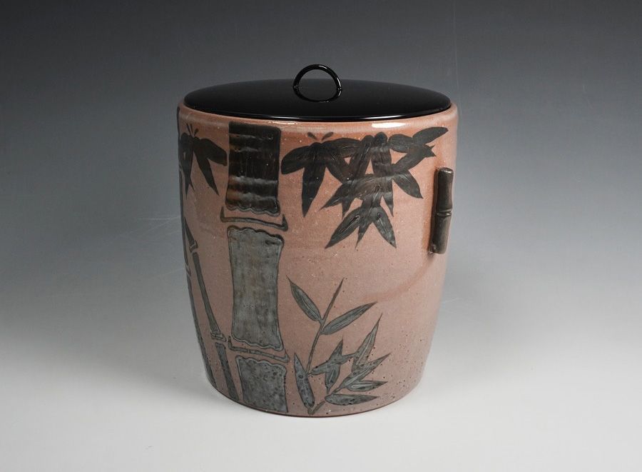 平安 御室窯 淡々斎好写 銀竹絵耳付水指 共箱 茶道具 【公式通販】