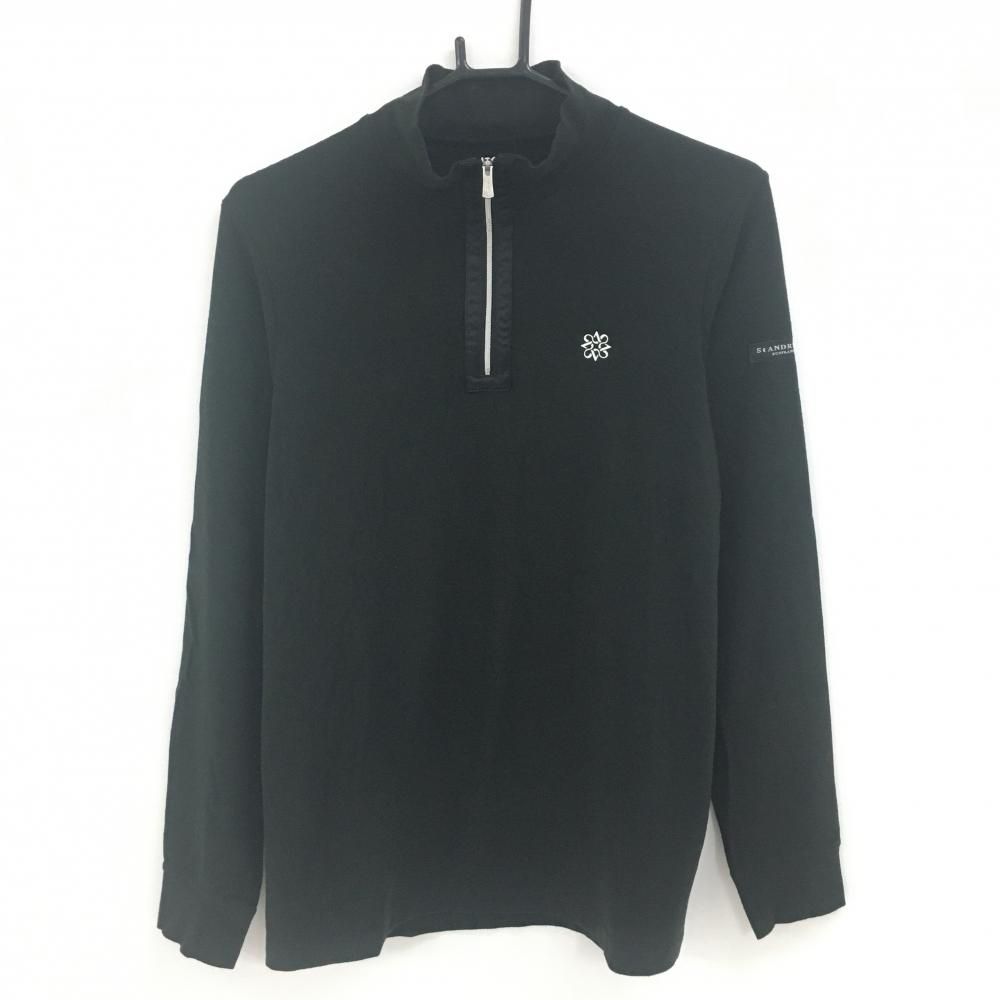 美品】セントアンドリュース 長袖ハイネックシャツ 黒 表微起毛 ハーフ