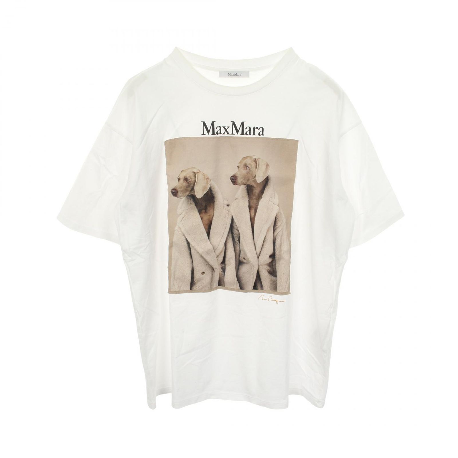 マックスマーラ MAX MARA 半袖Tシャツ TACCO ホワイト コットン Tシャツ レディース Used B