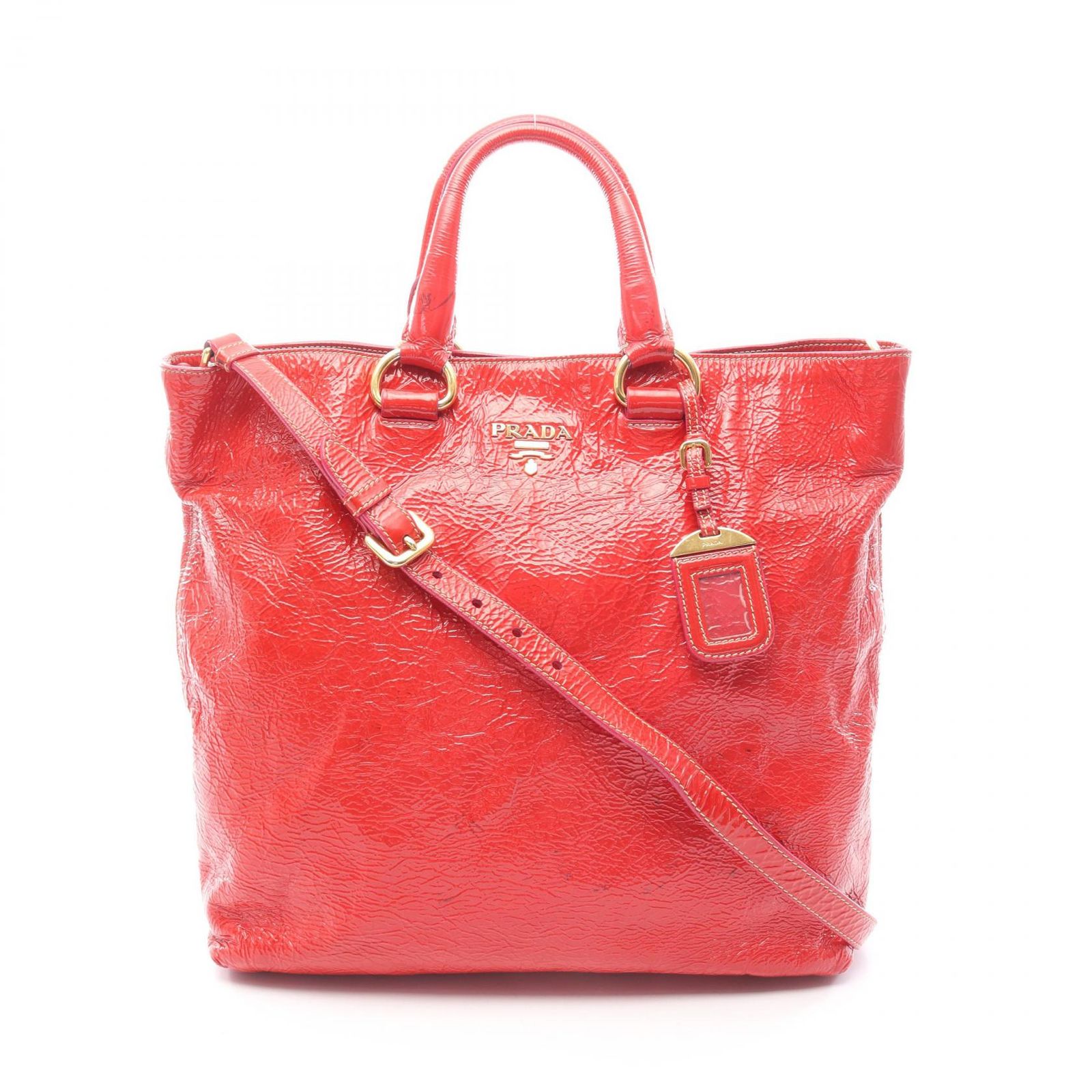 プラダ PRADA トートバッグ レッド パテントレザー 2wayトート 