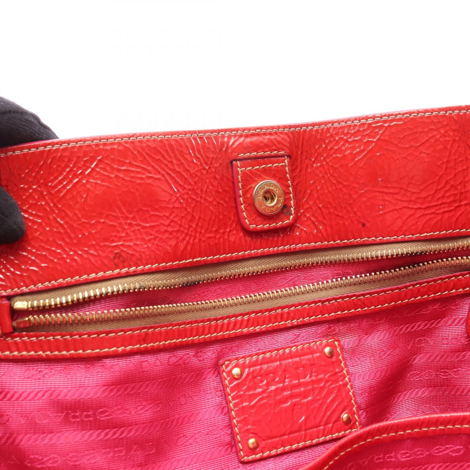 プラダ PRADA トートバッグ レッド パテントレザー 2wayトート 