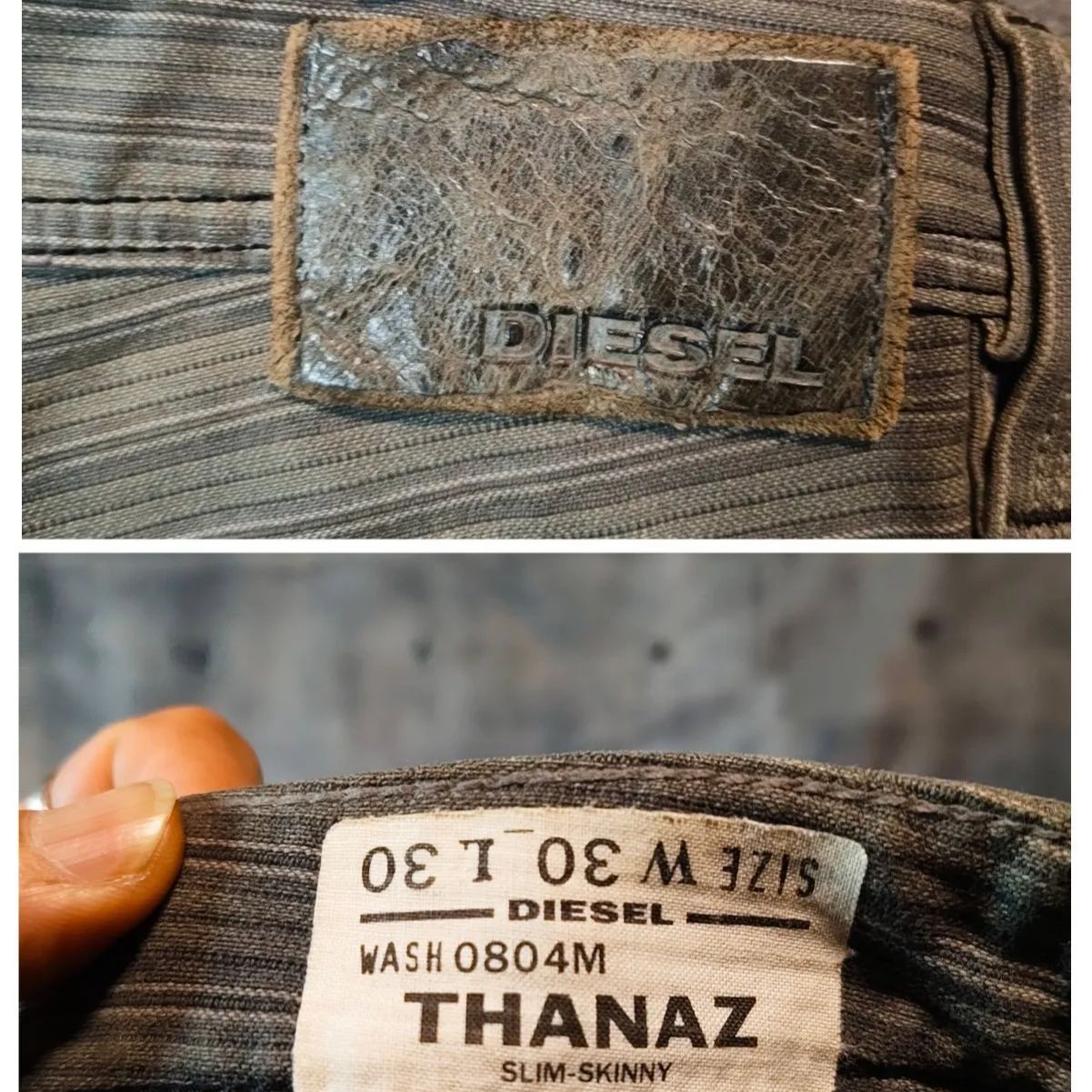 希少 00s DIESEL THANAZ 0804M W30 L30 ストライプ デニム パンツ