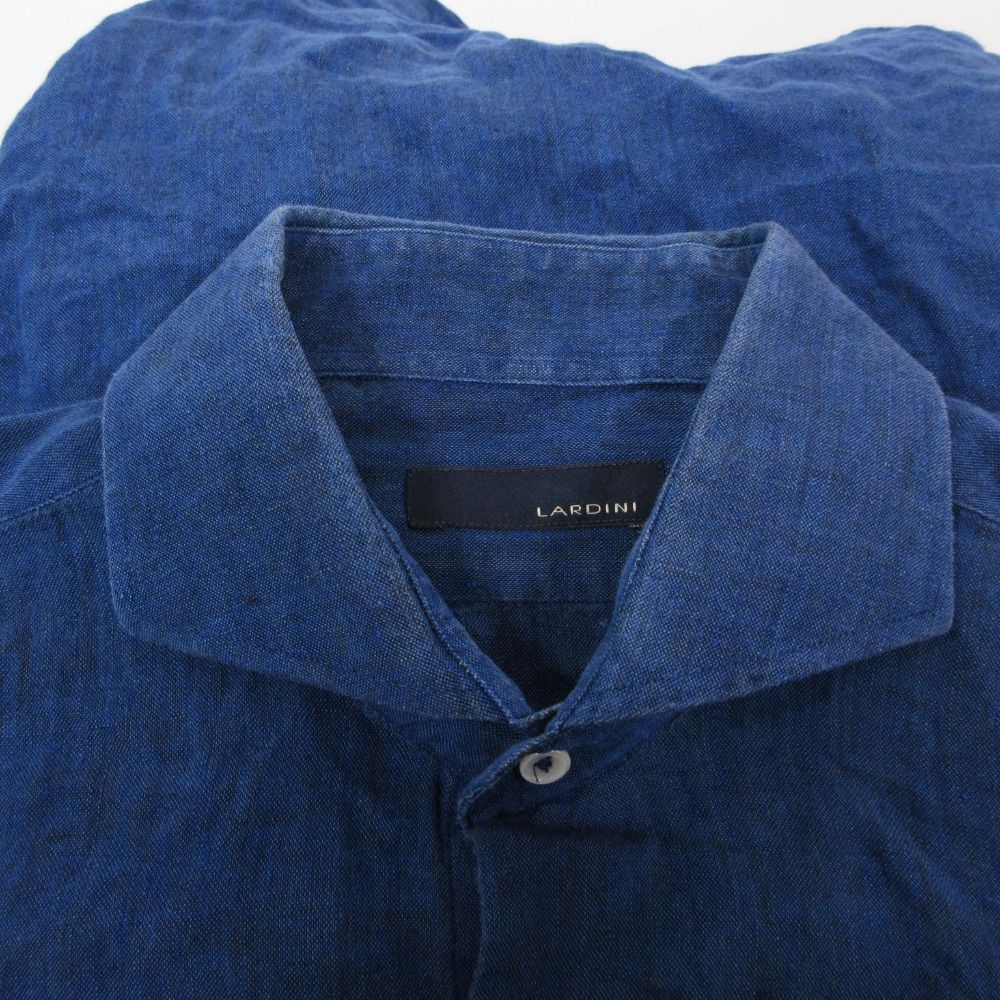 LARDINI ラルディーニ リネン 100％ ワイドカラー シャツ 長袖 カッタ