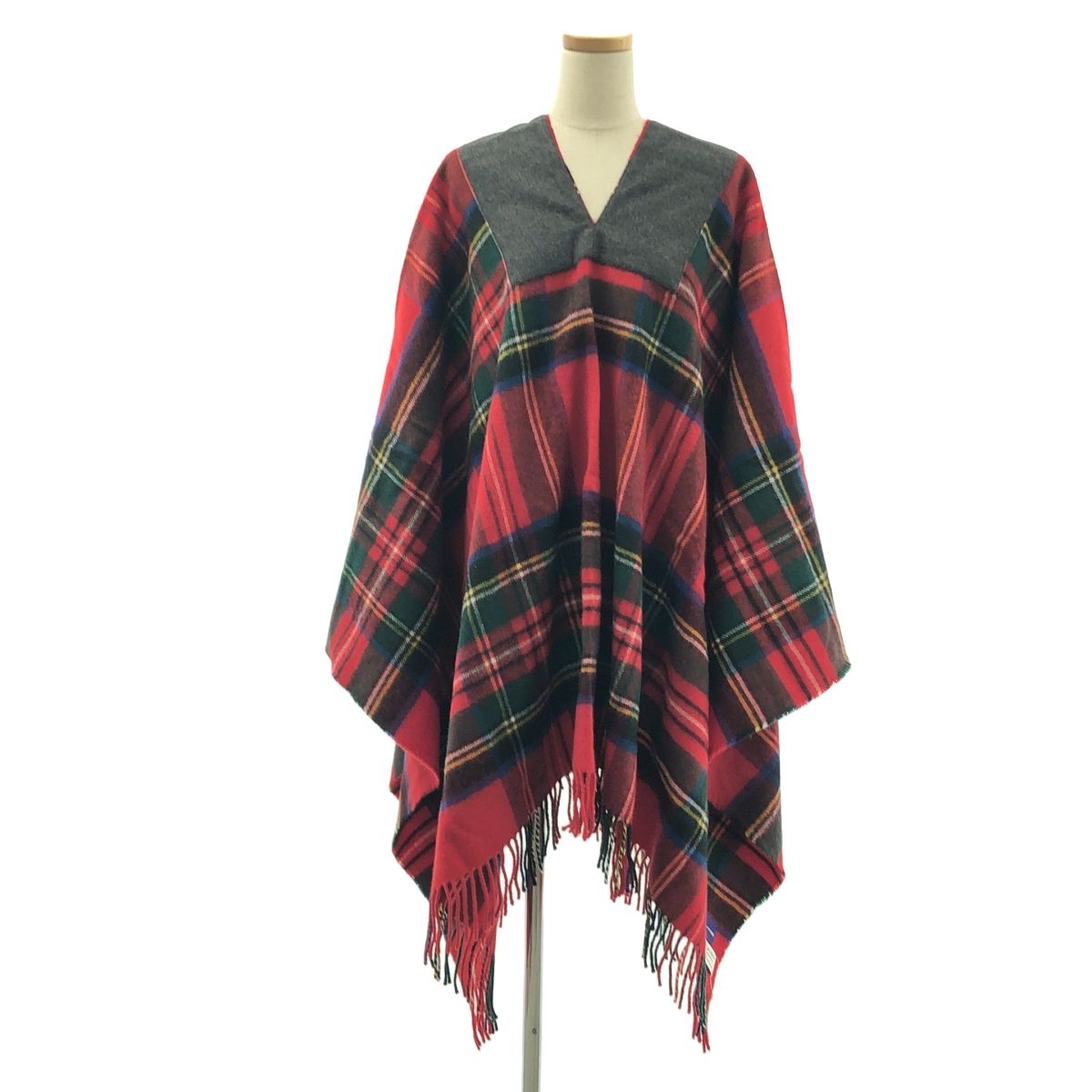 COMME des GARCONS SHIRT / コムデギャルソンシャツ | LOCHCARRON / ウール フリンジ チェック ポンチョケープ | マルチカラー | レディース
