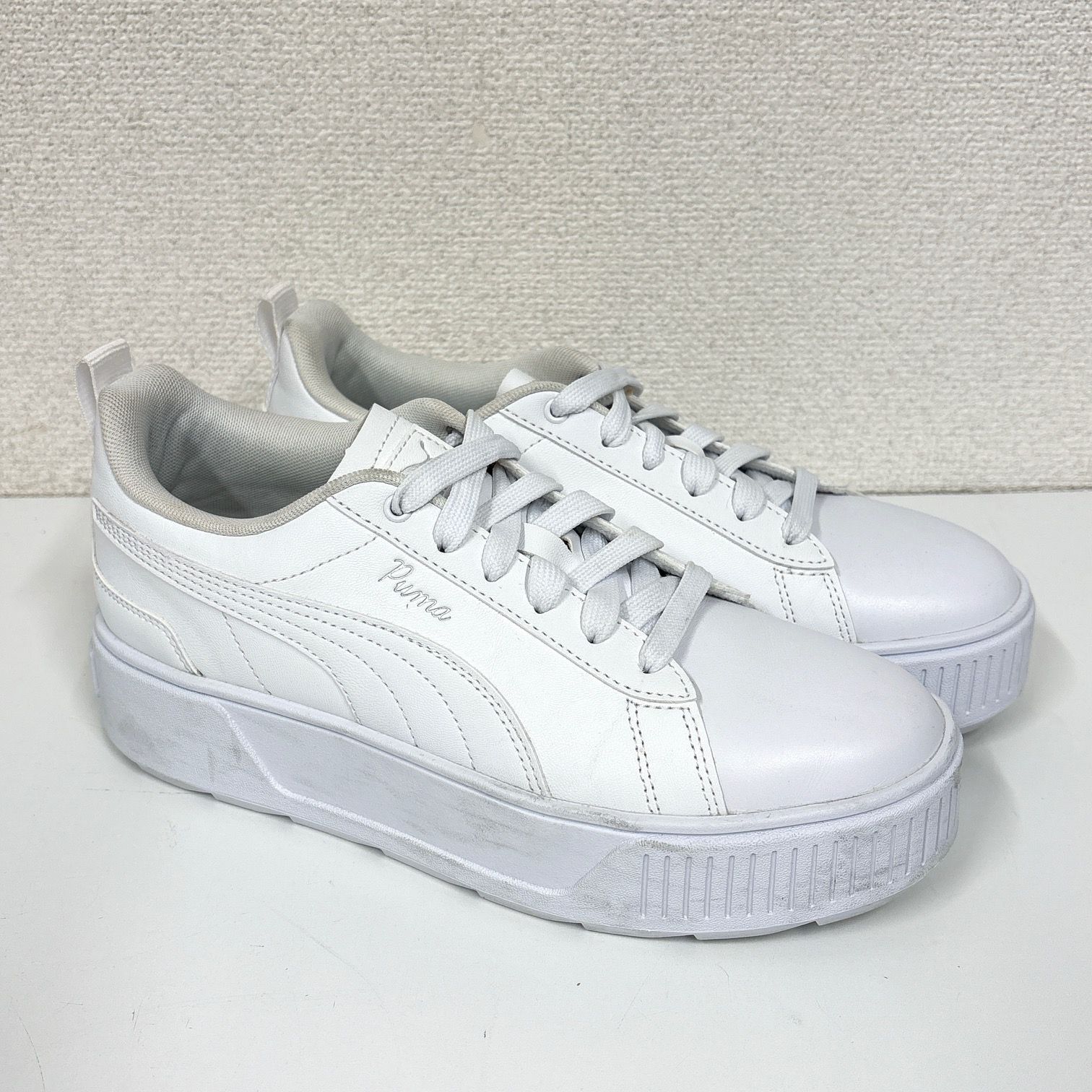 新品 PUMA スニーカー 24.5 WHITE ホワイト ベージュ 厚底