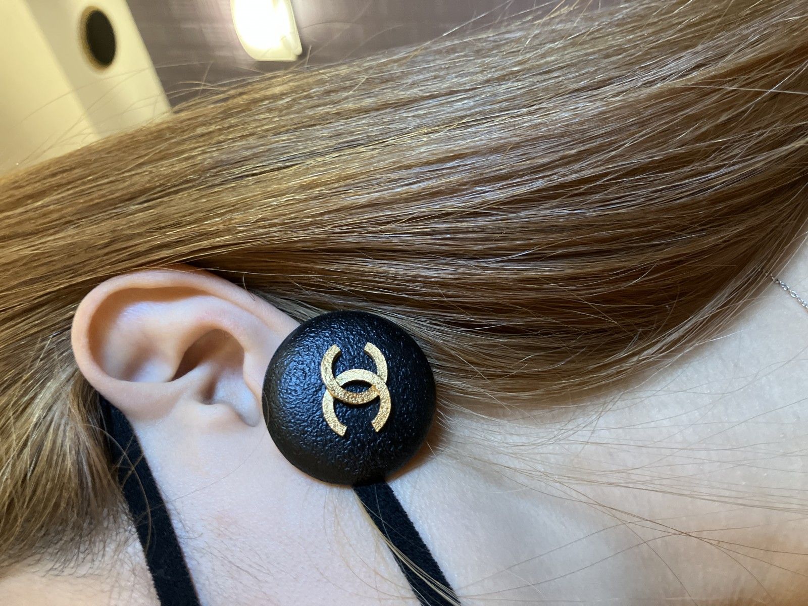 CHANEL ココマーク 93A イヤリング ブラック ゴールド 大ぶり 3.7cm 