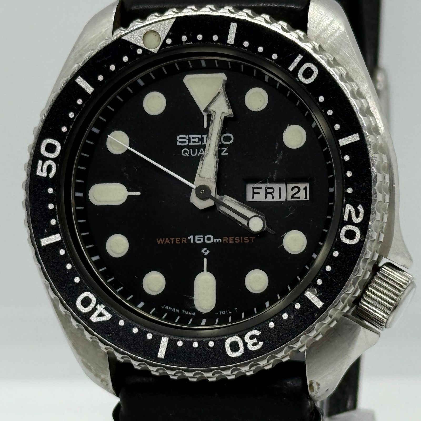 SEIKO セイコー ダイバー 7548-7000 SS ブラック QZ メンズ 腕時計 