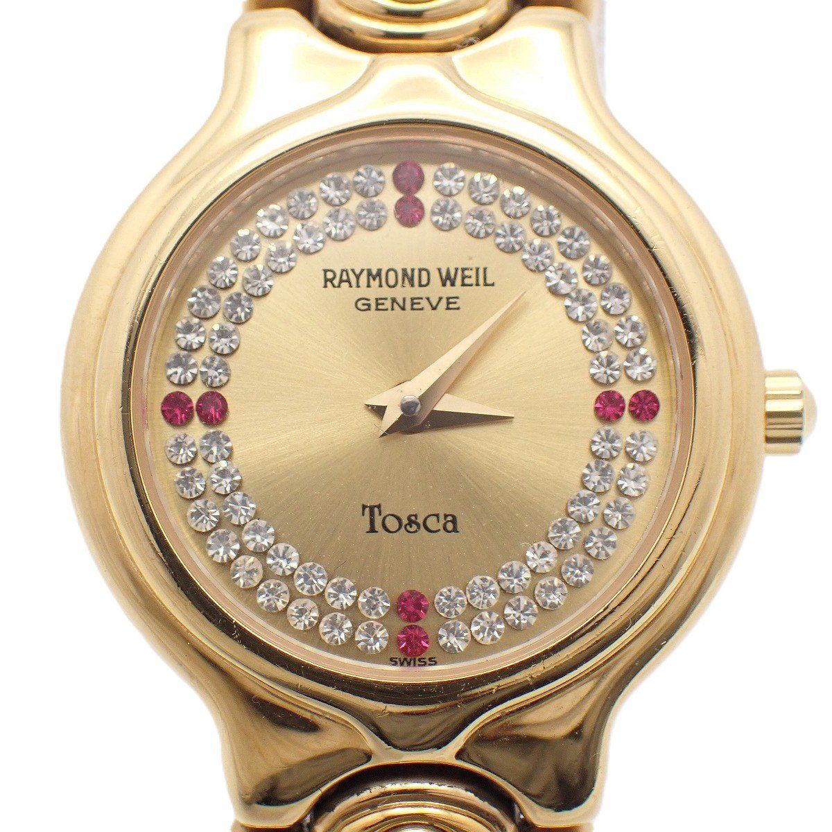 651 新品電池 レイモンドウィル 18K 石付き 腕時計 クォーツ デイト レイモンドウィル Tosca トスカ クォーツ レディース 腕時計 18K