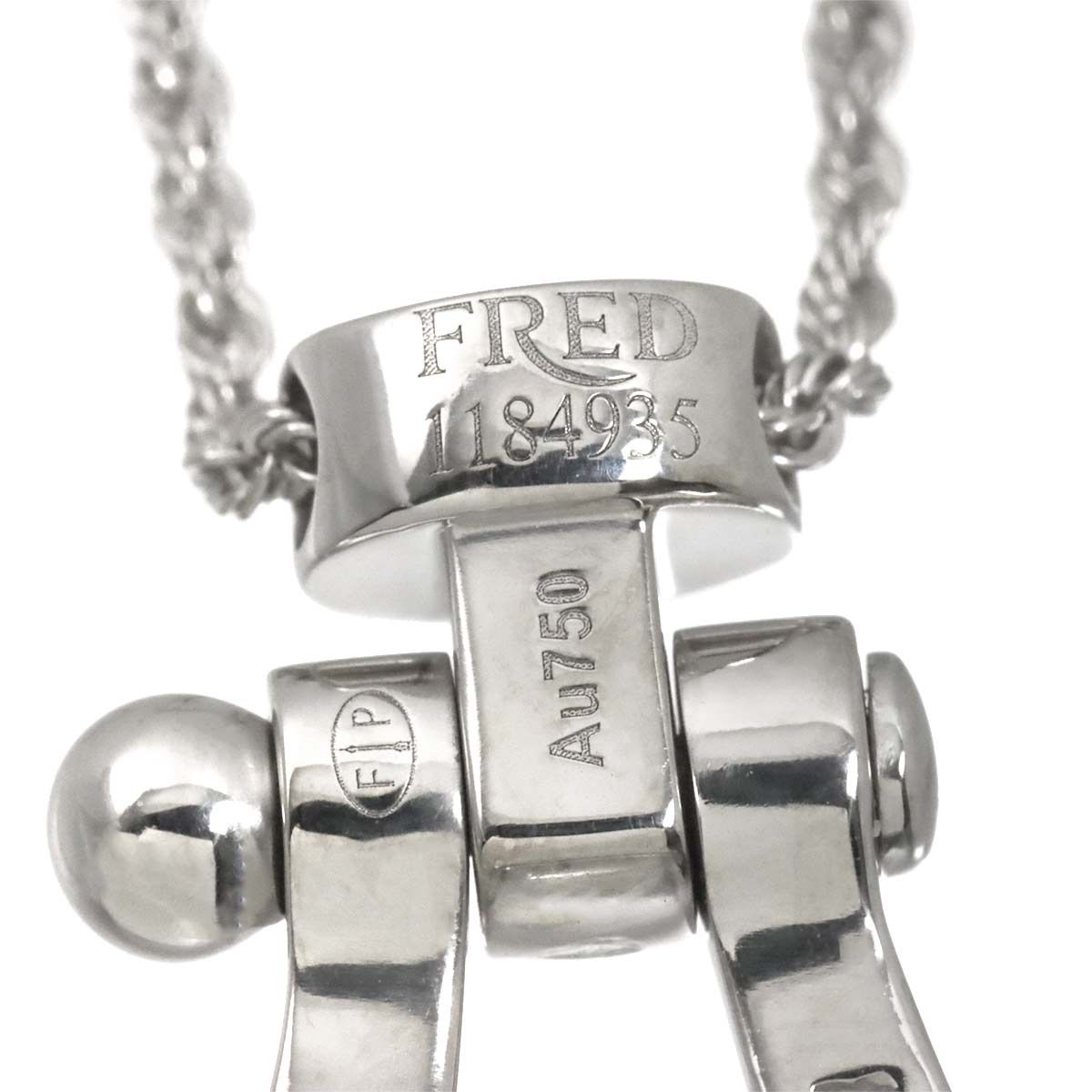 フレッド FRED フォース10 ダイヤ ネックレス 50cm ラージ K18 WG 