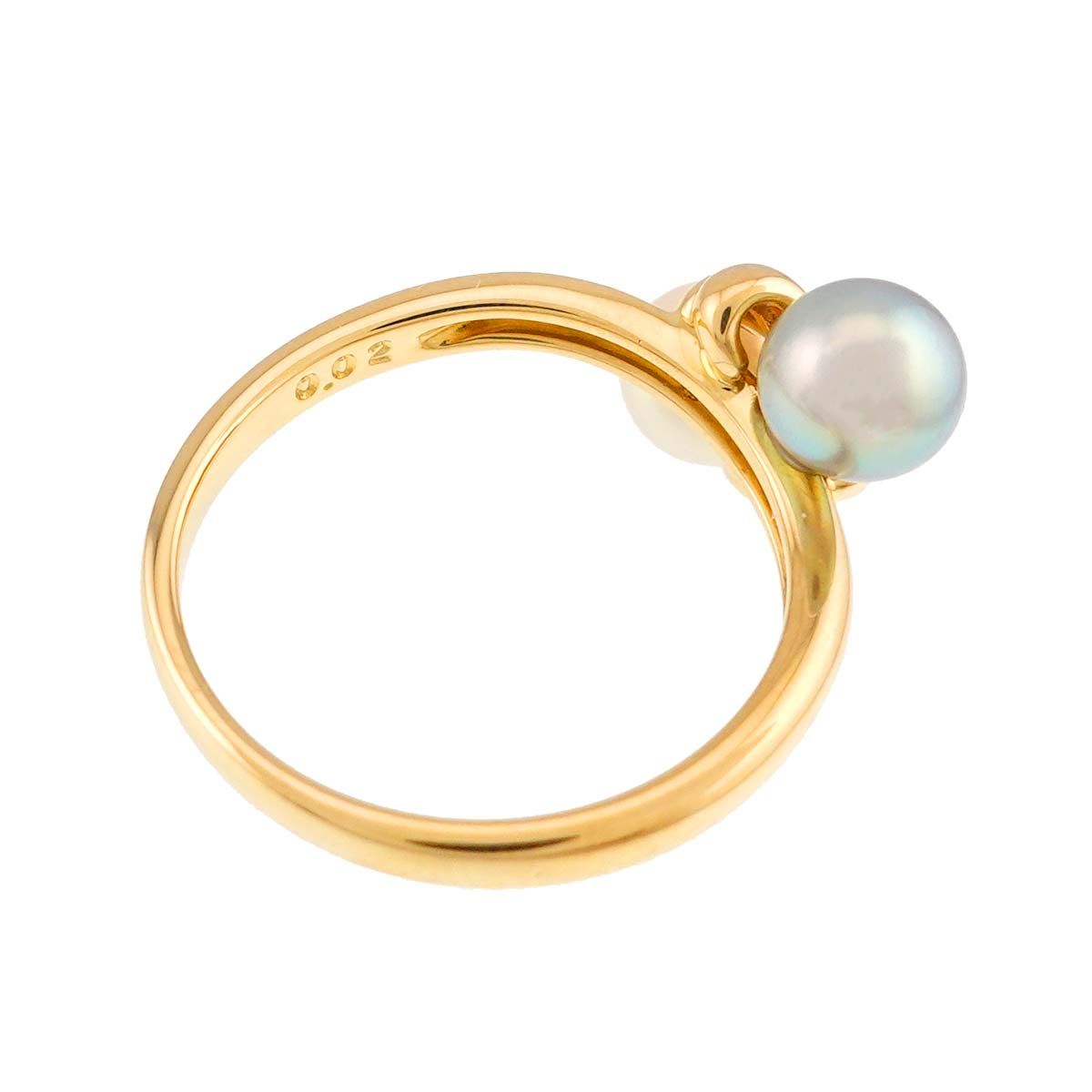 タサキ TASAKI 11号 リング アコヤ真珠 5.6mm ダイヤ 0.02ct K18 YG 