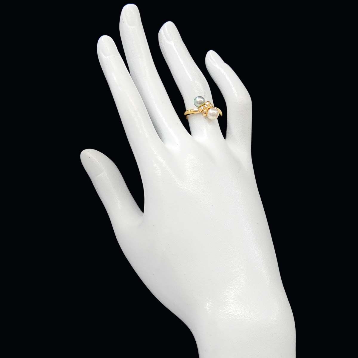 タサキ TASAKI 11号 リング アコヤ真珠 5.6mm ダイヤ 0.02ct K18 YG 