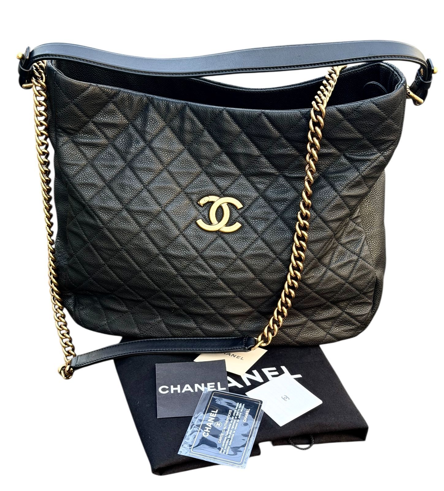 超美品◇シャネルCHANELキャビアスキンホーボーHOBOヴィンテージG金具 
