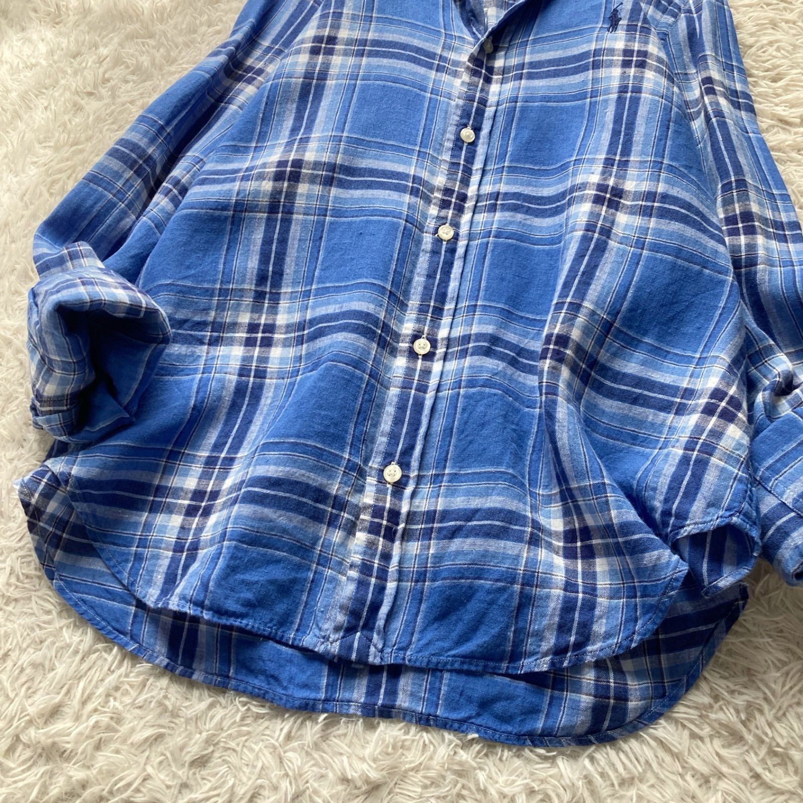ラルフローレン RALPH LAUREN リネンシャツ チェックシャツ ボタン 
