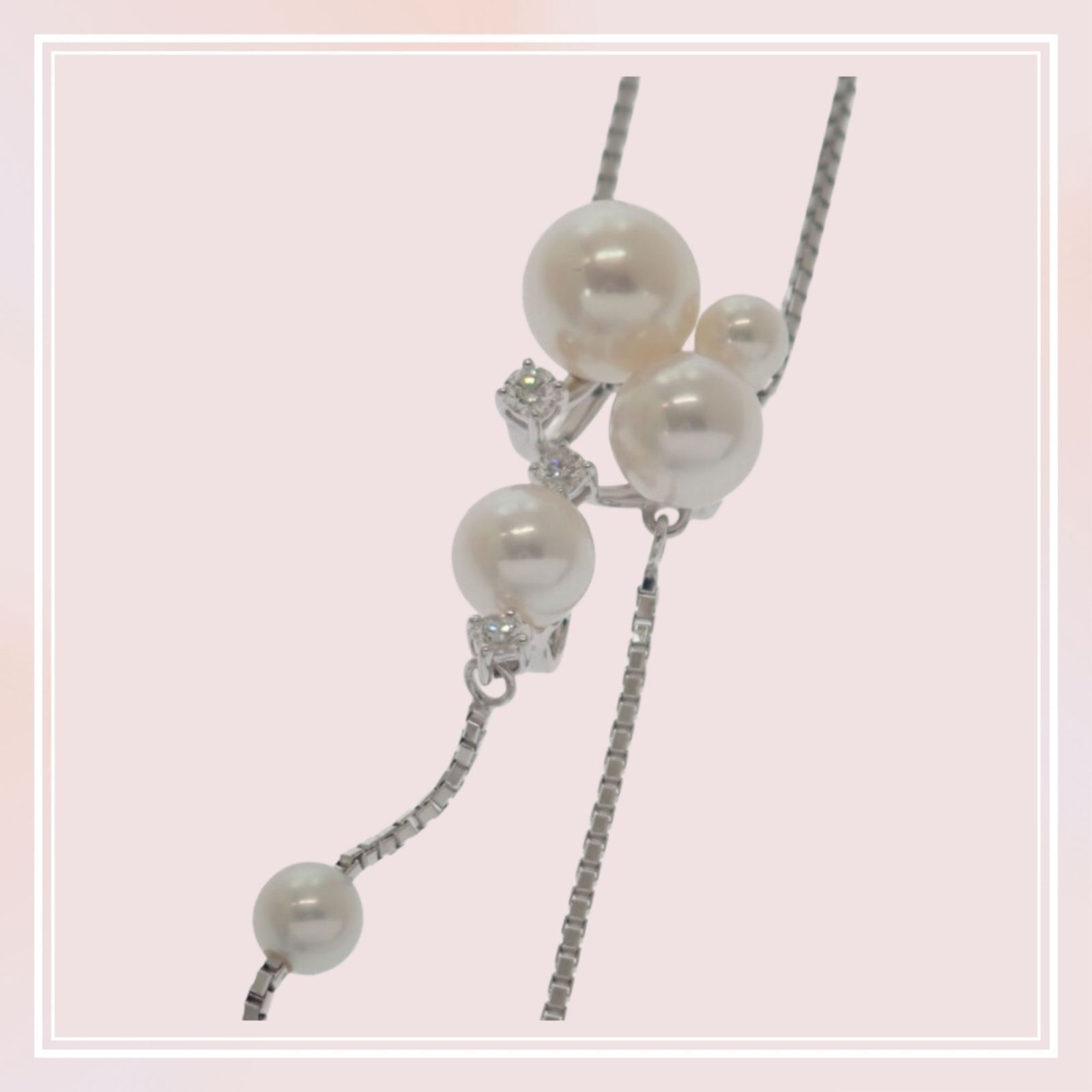 タサキ TASAKI クラスター スウィング ネックレス 18金 K18 ホワイト 