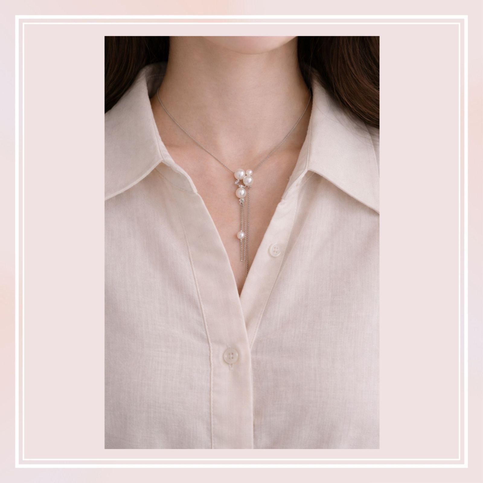 タサキ TASAKI クラスター スウィング ネックレス 18金 K18 ホワイト 